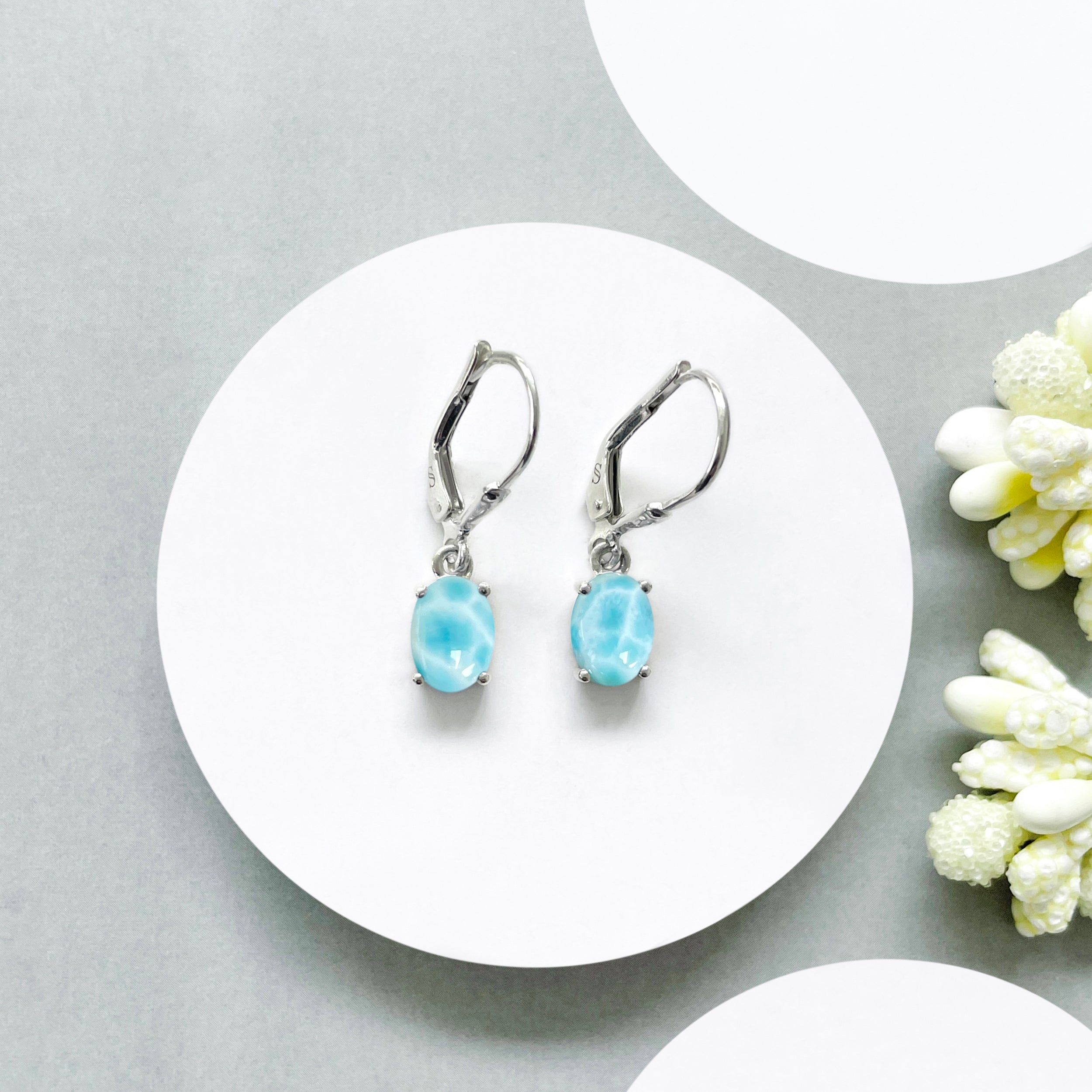 Larimar Leverback Earring-(LAR-SE-1128.)