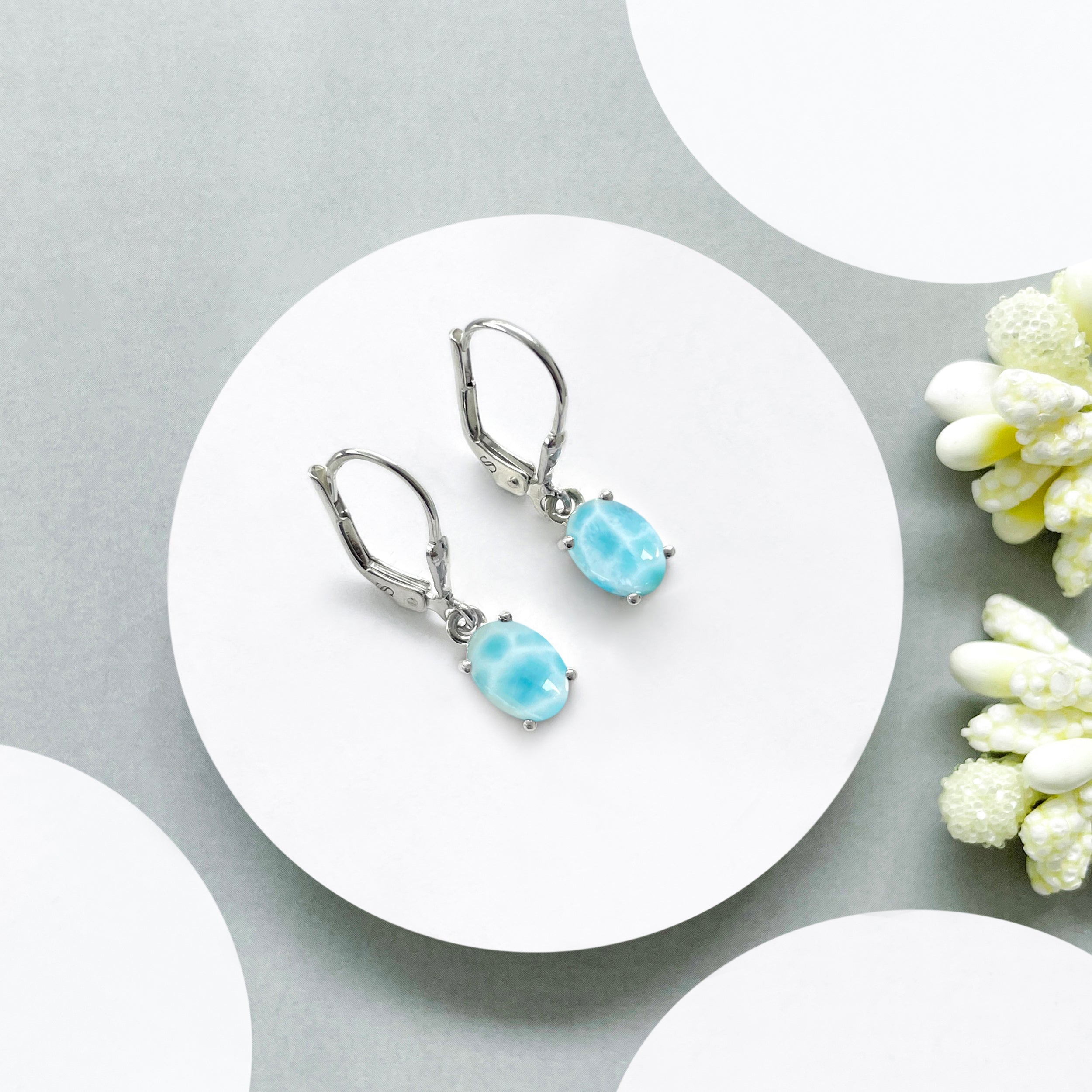 Larimar Leverback Earring-(LAR-SE-1128.)