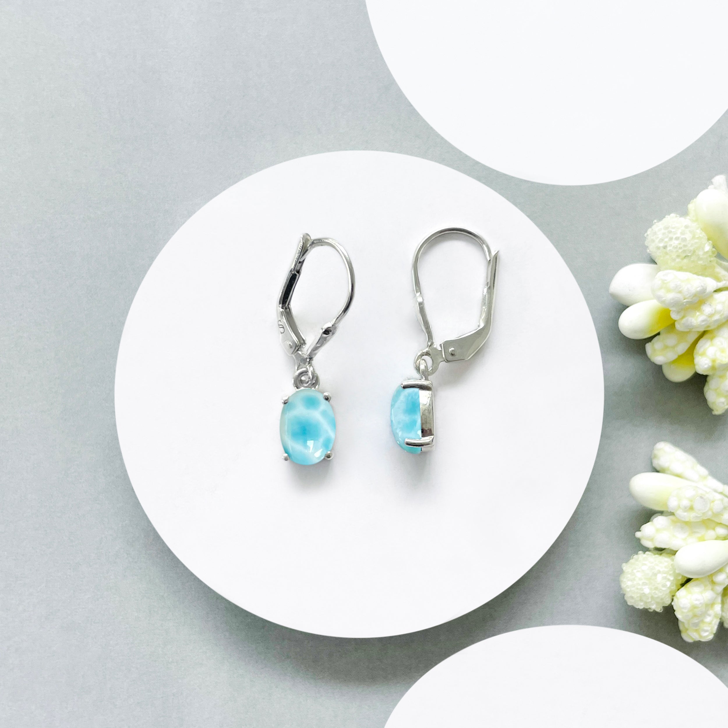 Larimar Leverback Earring-(LAR-SE-1128.)