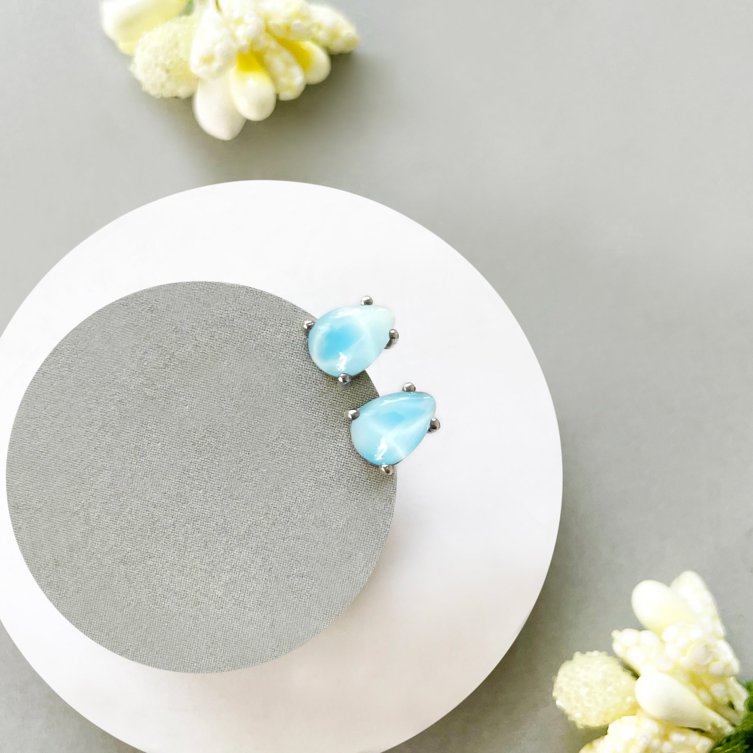 Larimar Stud Earrings-(LAR-SE-1142.)