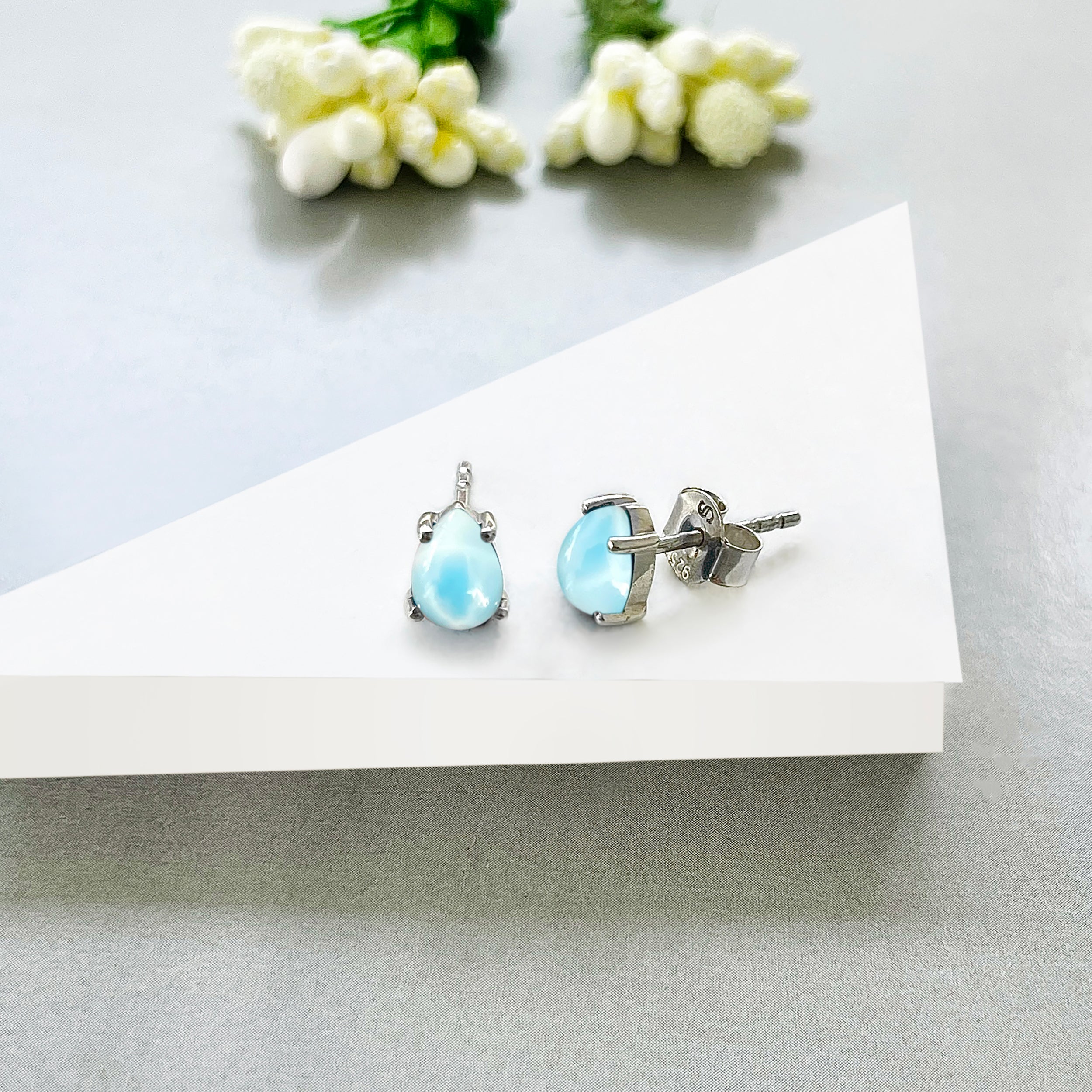 Larimar Stud Earring-(LAR-SE-1142.)
