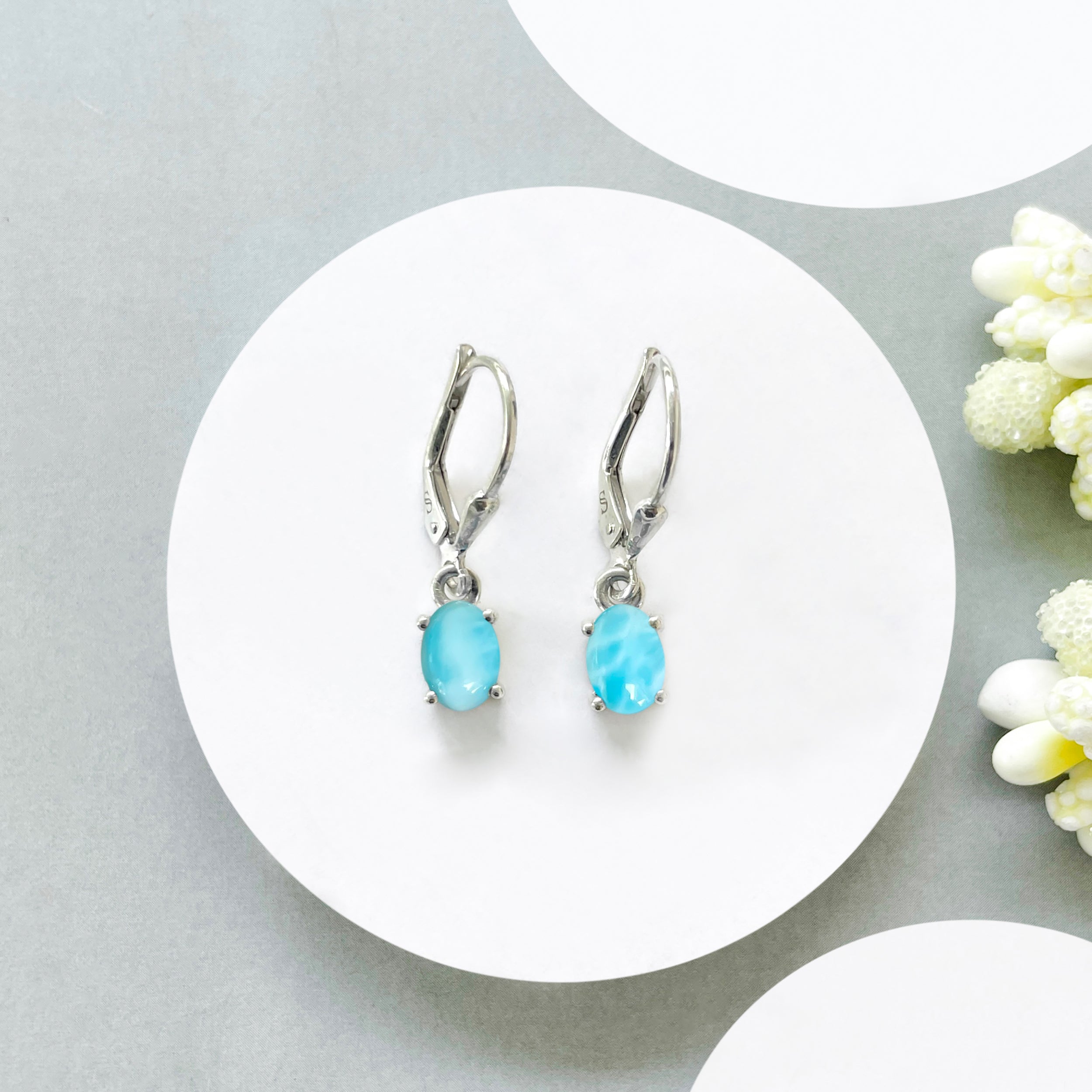 Larimar Leverback Earring-(LAR-SE-1177.)