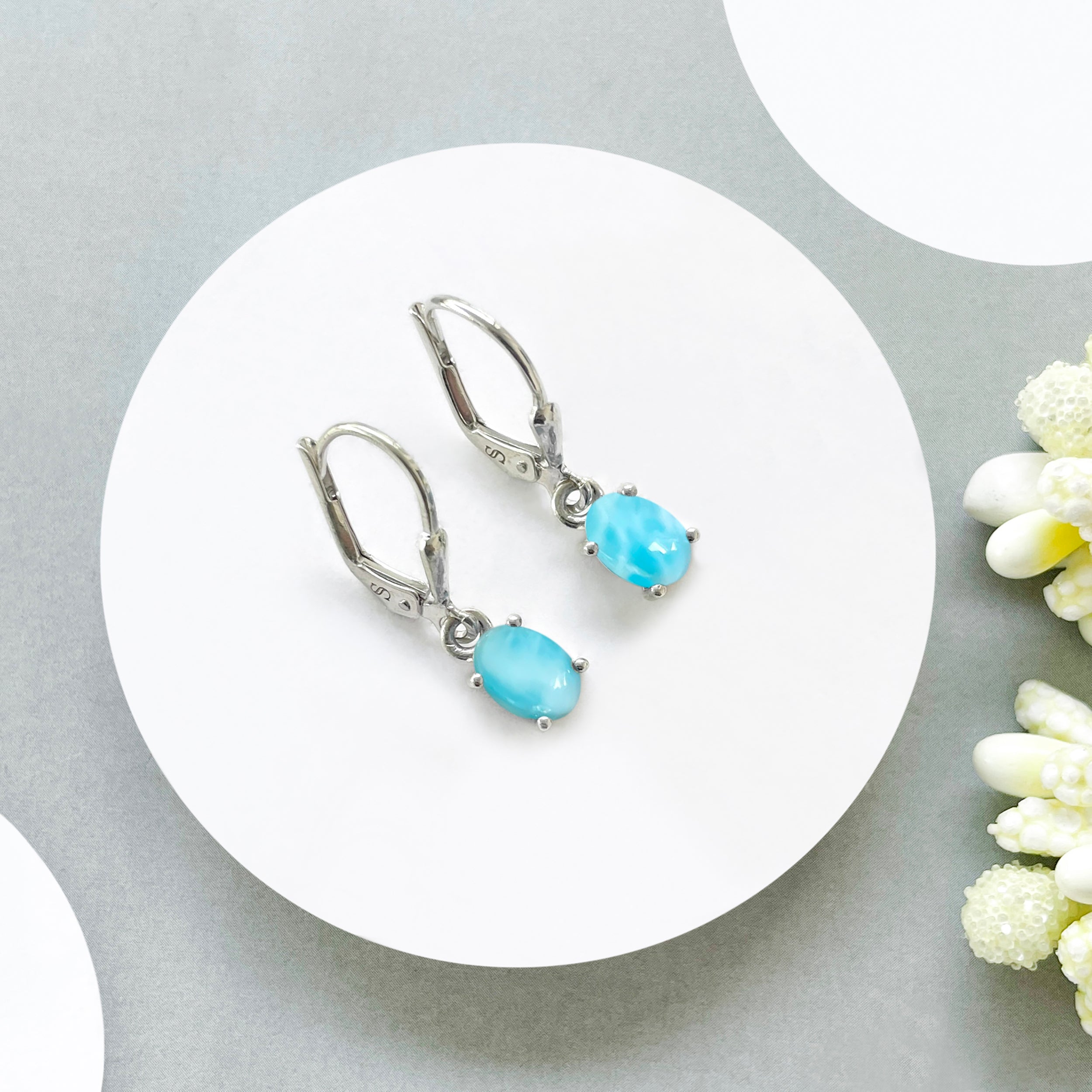 Larimar Leverback Earring-(LAR-SE-1177.)