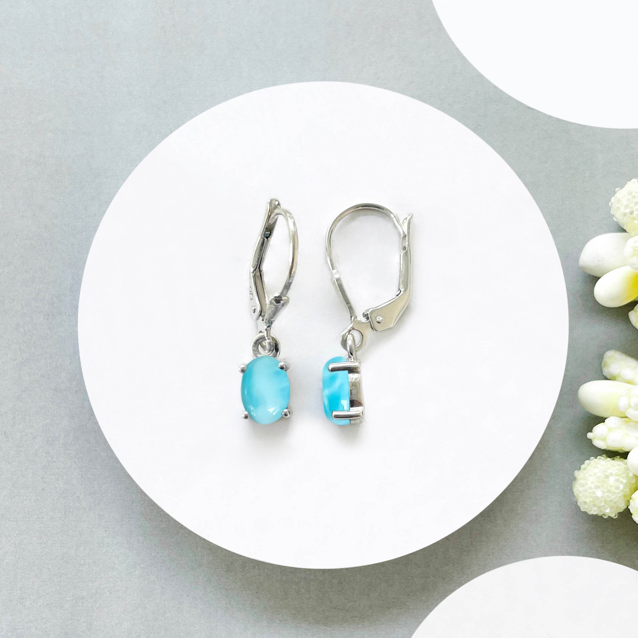 Larimar Leverback Earring-(LAR-SE-1177.)