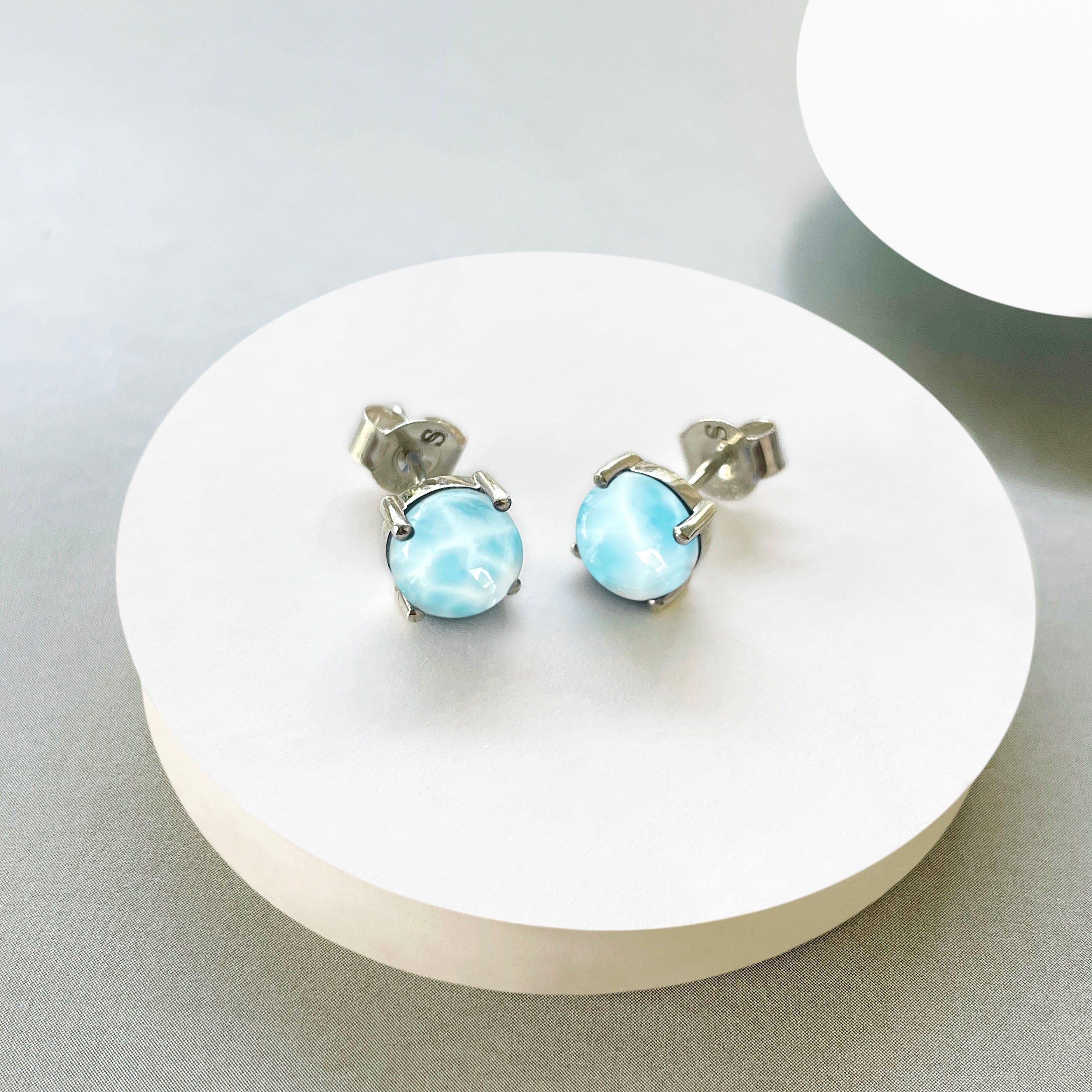 Larimar Stud Earrings-(LAR-SE-1178.)