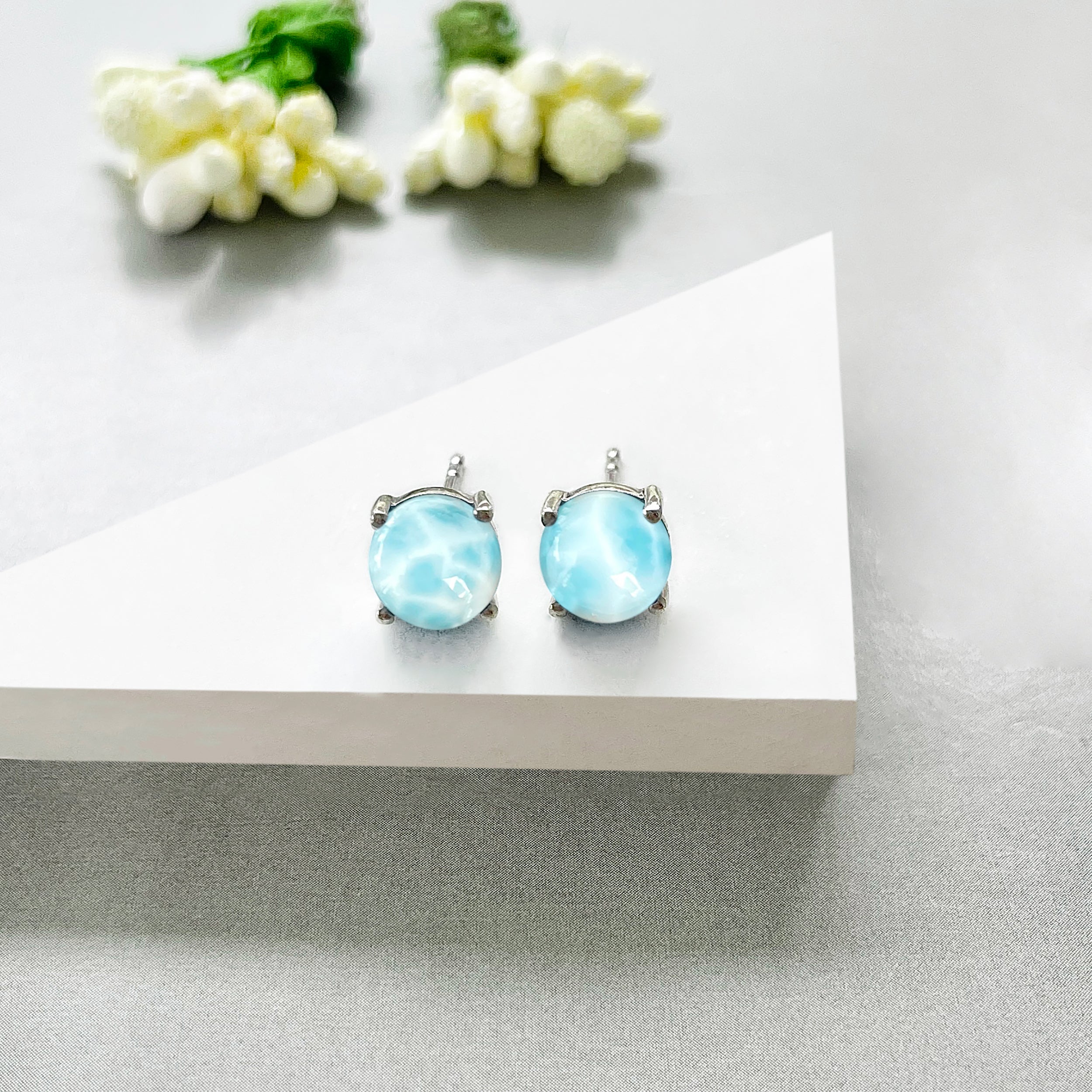 Larimar Stud Earrings-(LAR-SE-1178.)