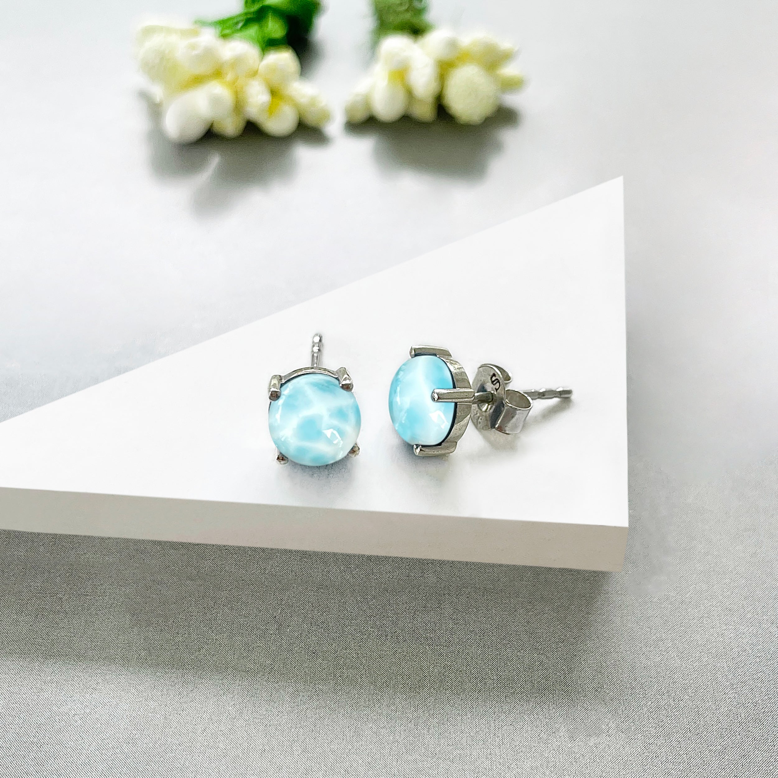 Larimar Stud Earrings-(LAR-SE-1178.)