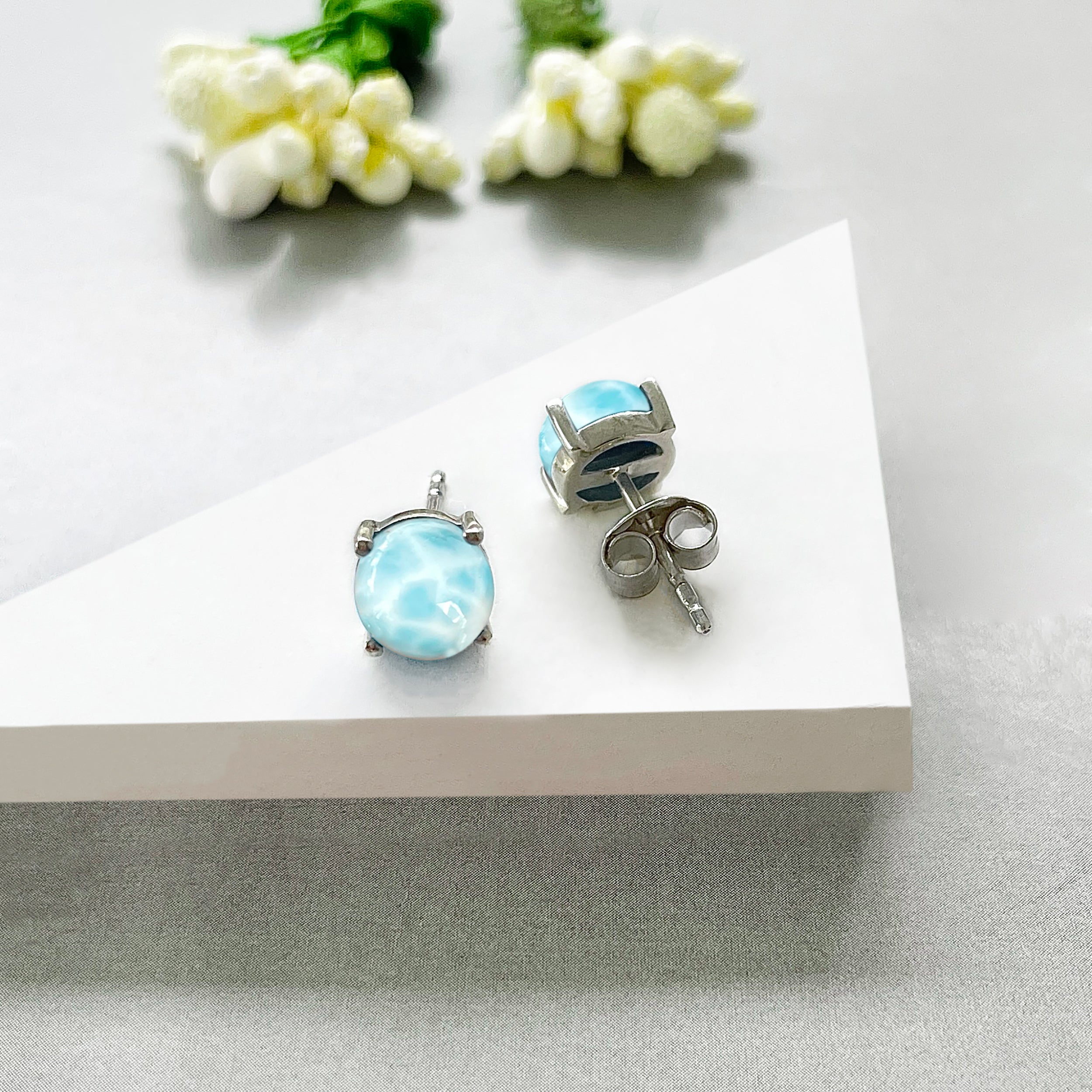 Larimar Stud Earrings-(LAR-SE-1178.)