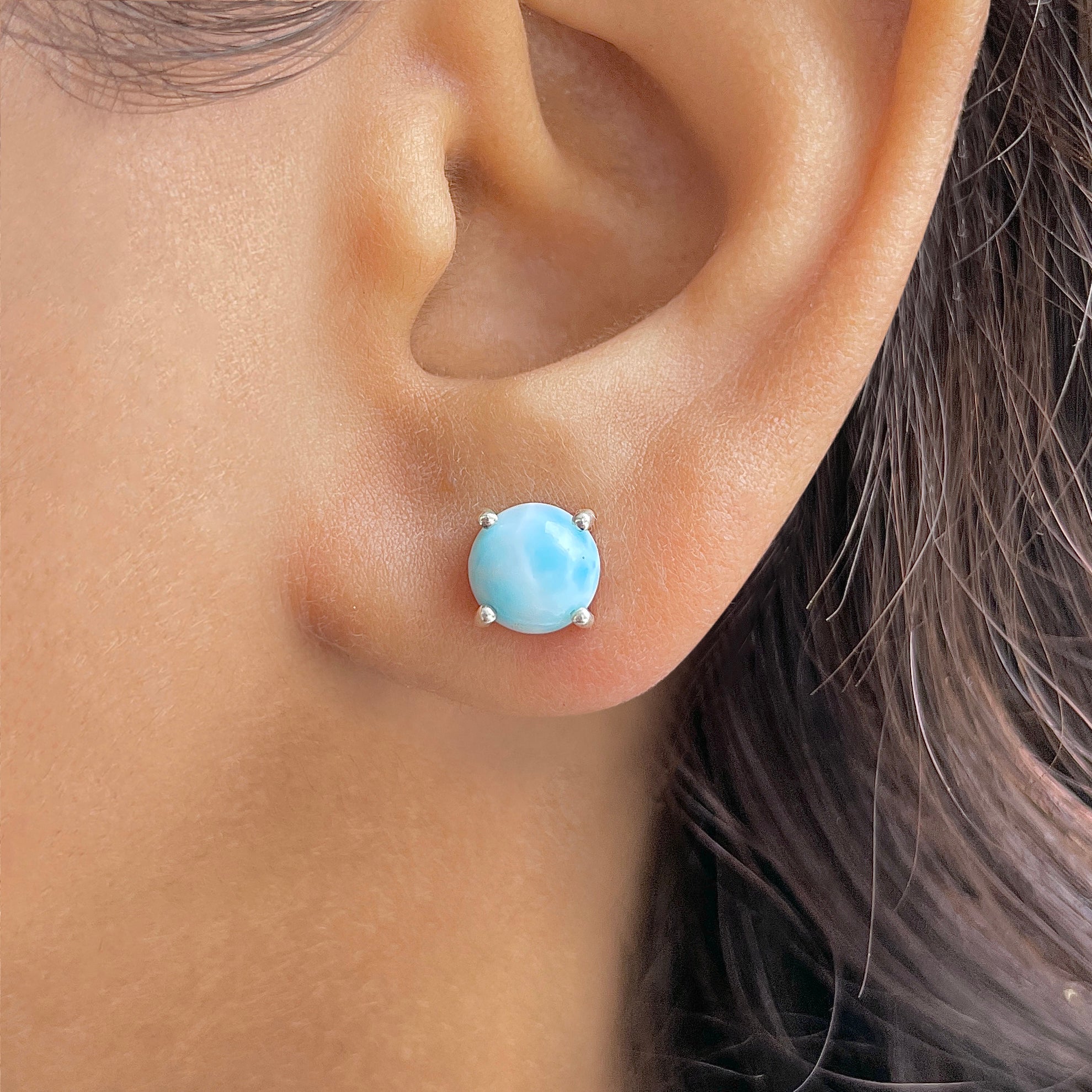 Larimar Stud Earring-(LAR-SE-1178.)