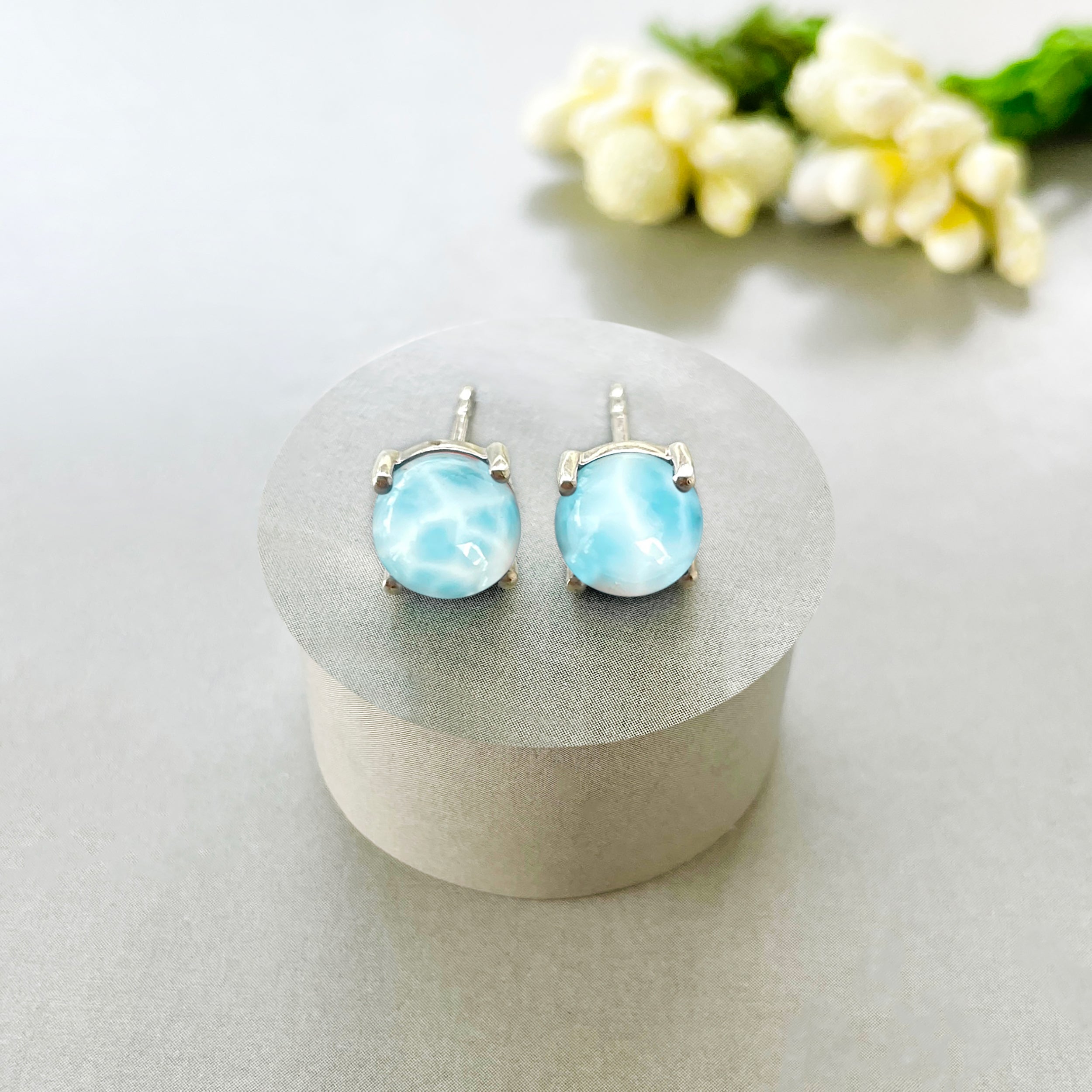 Larimar Stud Earrings-(LAR-SE-1178.)