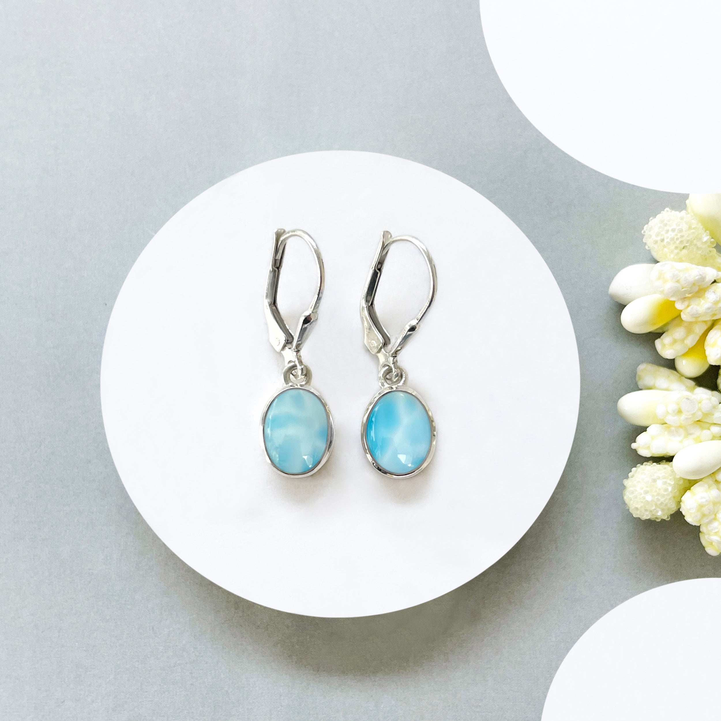 Larimar Leverback Earring-(LAR-SE-1232.)