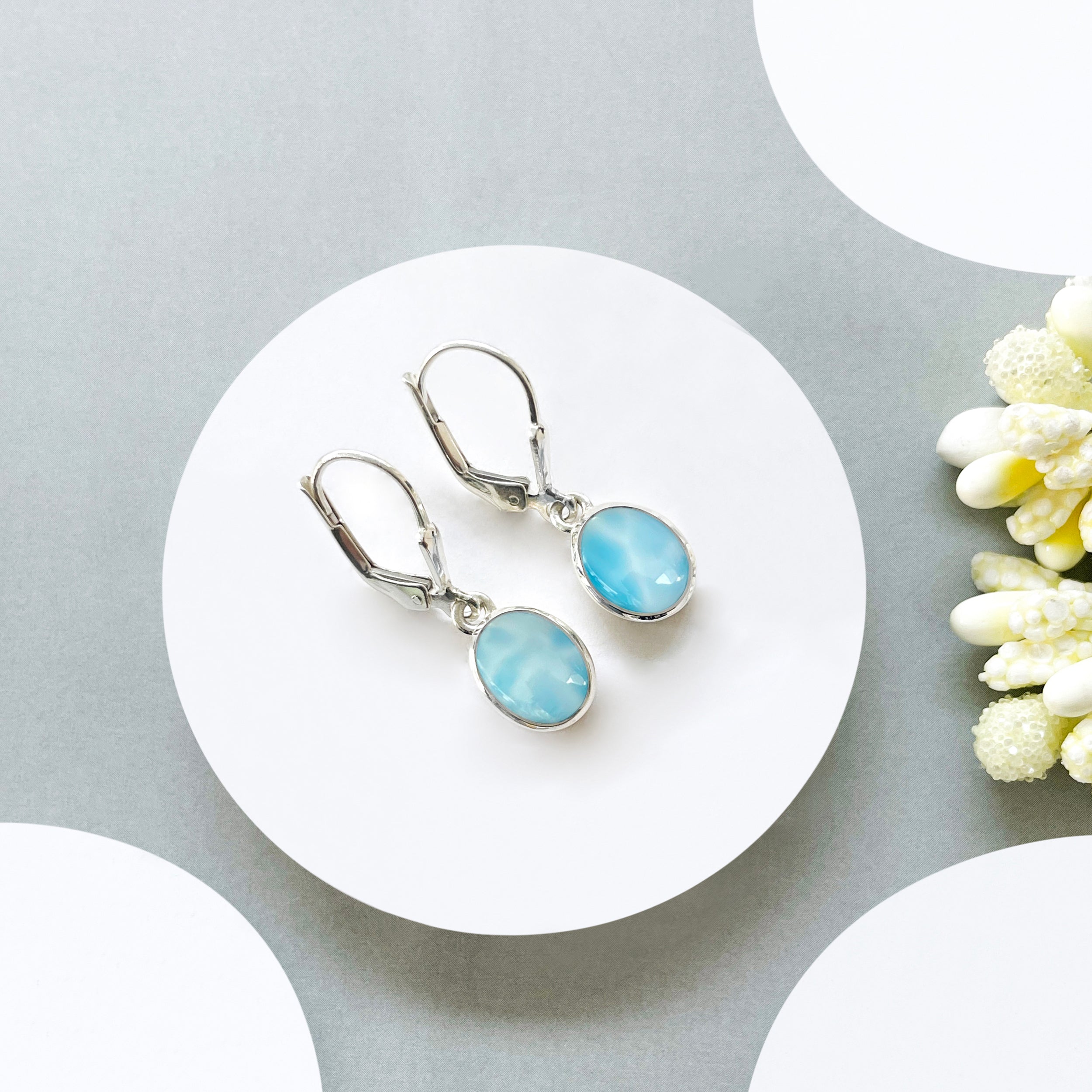 Larimar Leverback Earring-(LAR-SE-1232.)