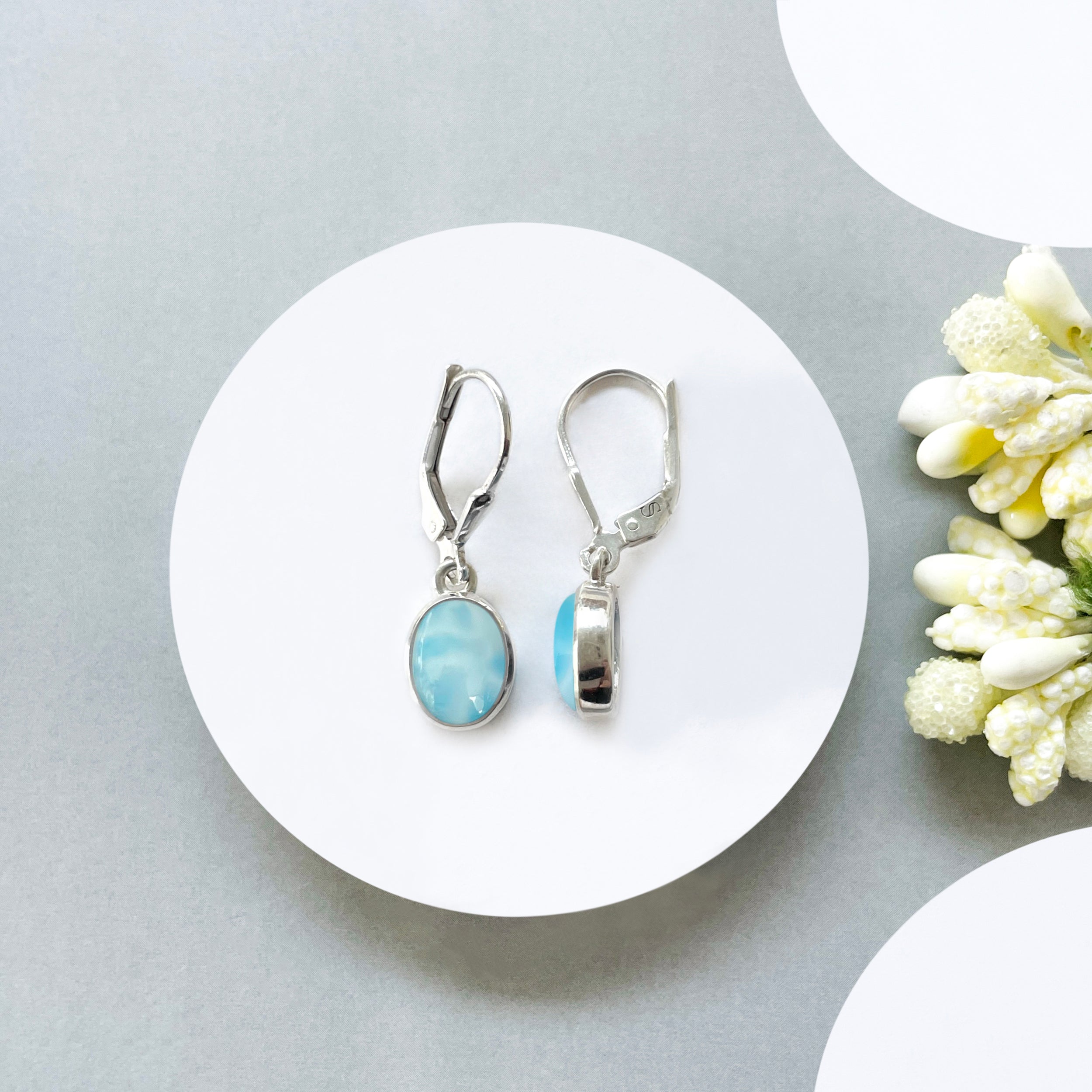 Larimar Leverback Earring-(LAR-SE-1232.)