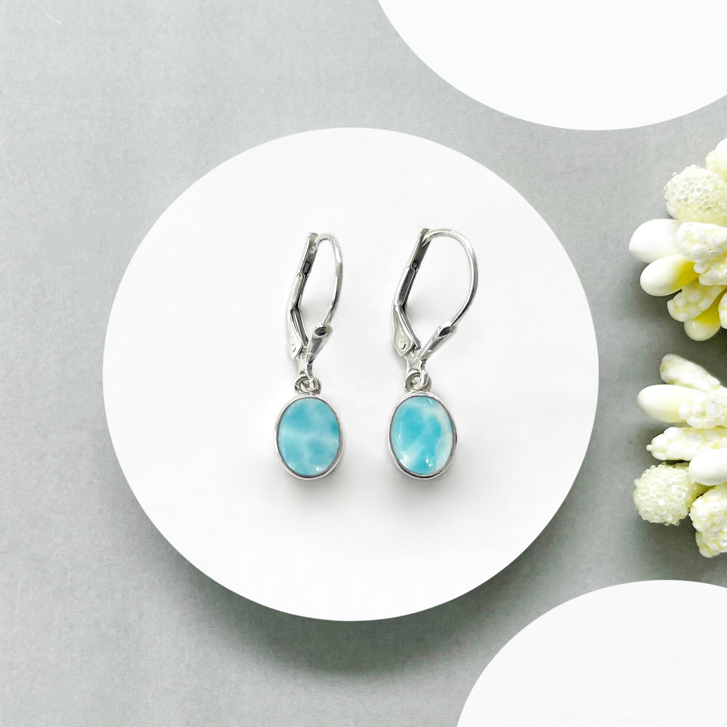 Larimar Leverback Earring-(LAR-SE-1242.)