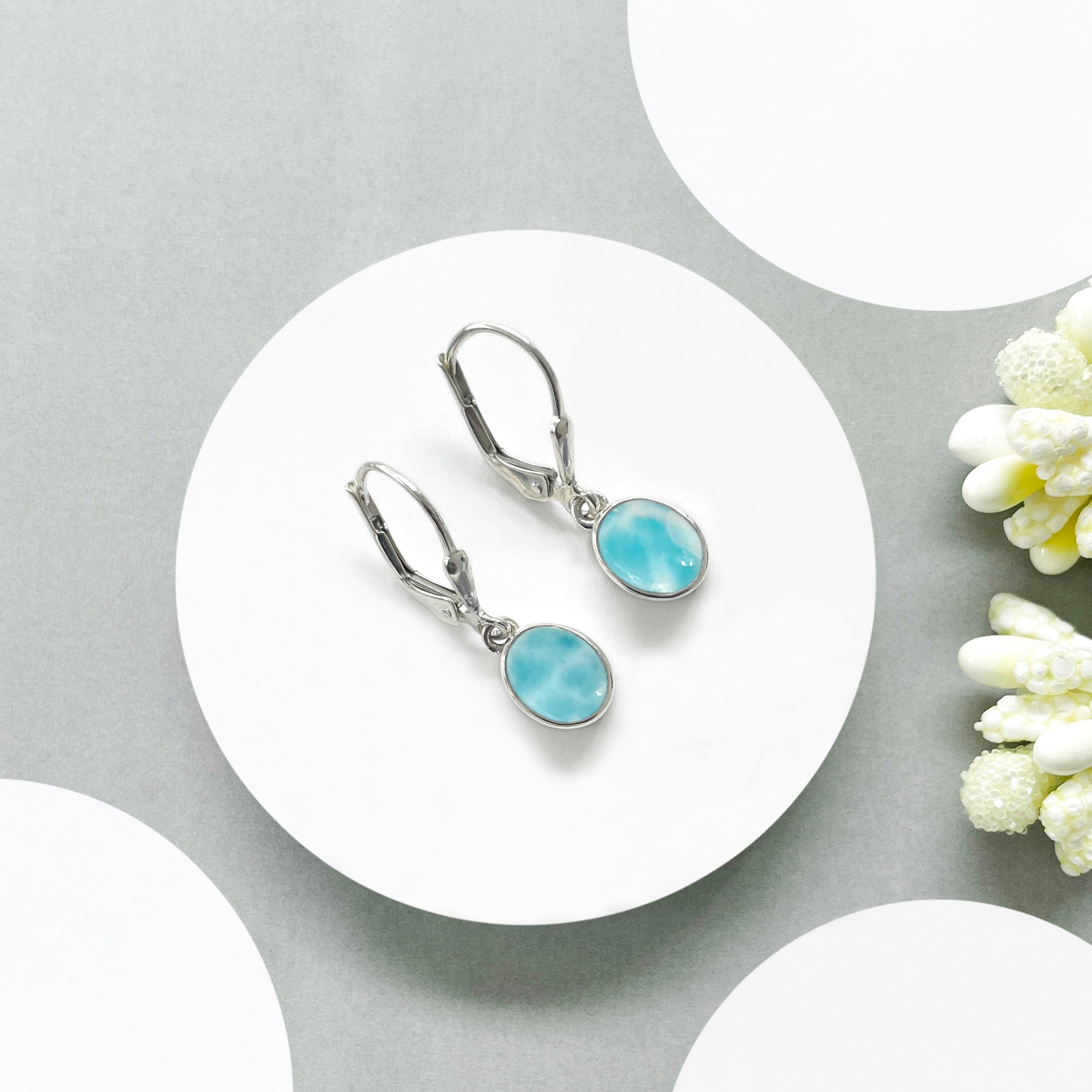 Larimar Leverback Earring-(LAR-SE-1242.)
