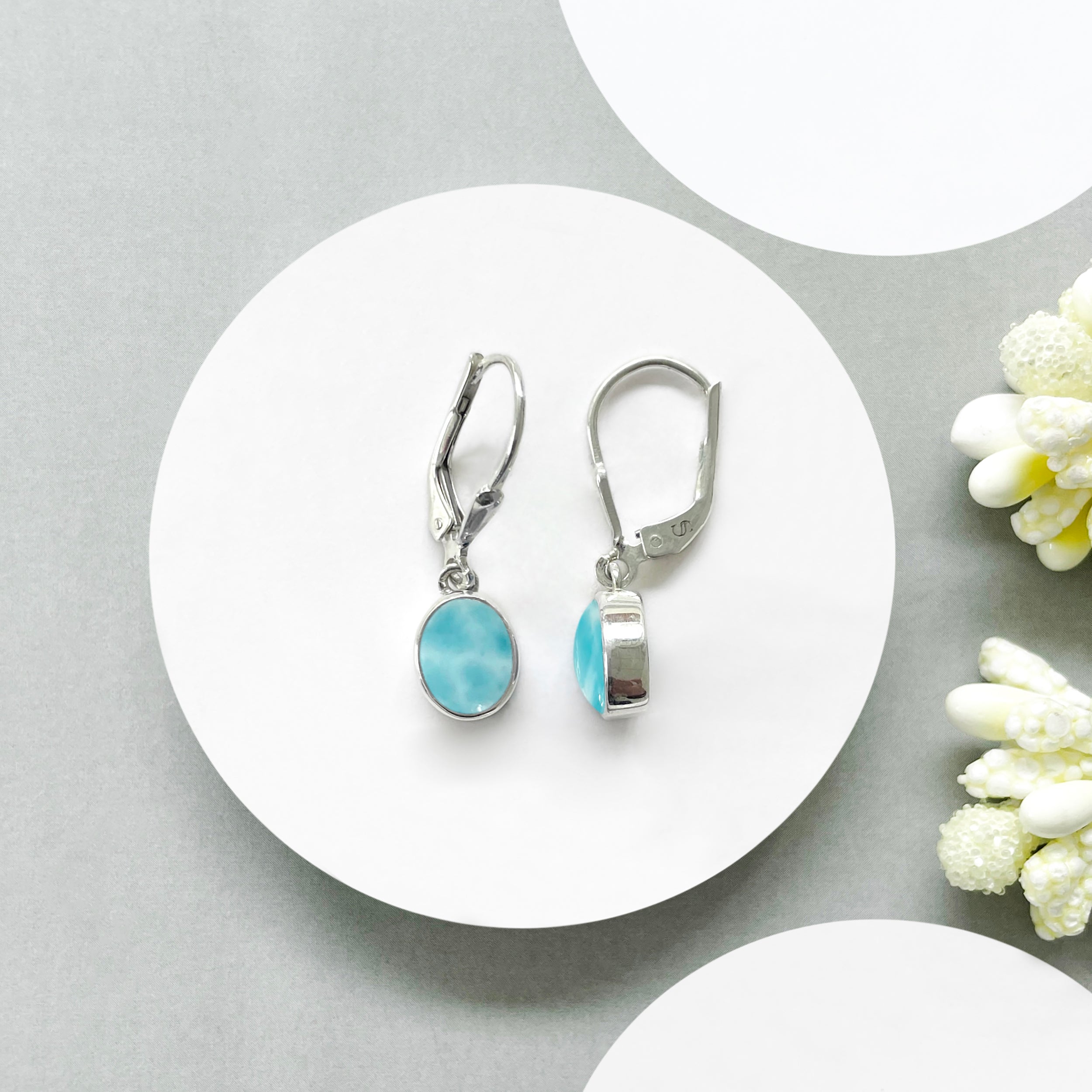 Larimar Leverback Earring-(LAR-SE-1242.)