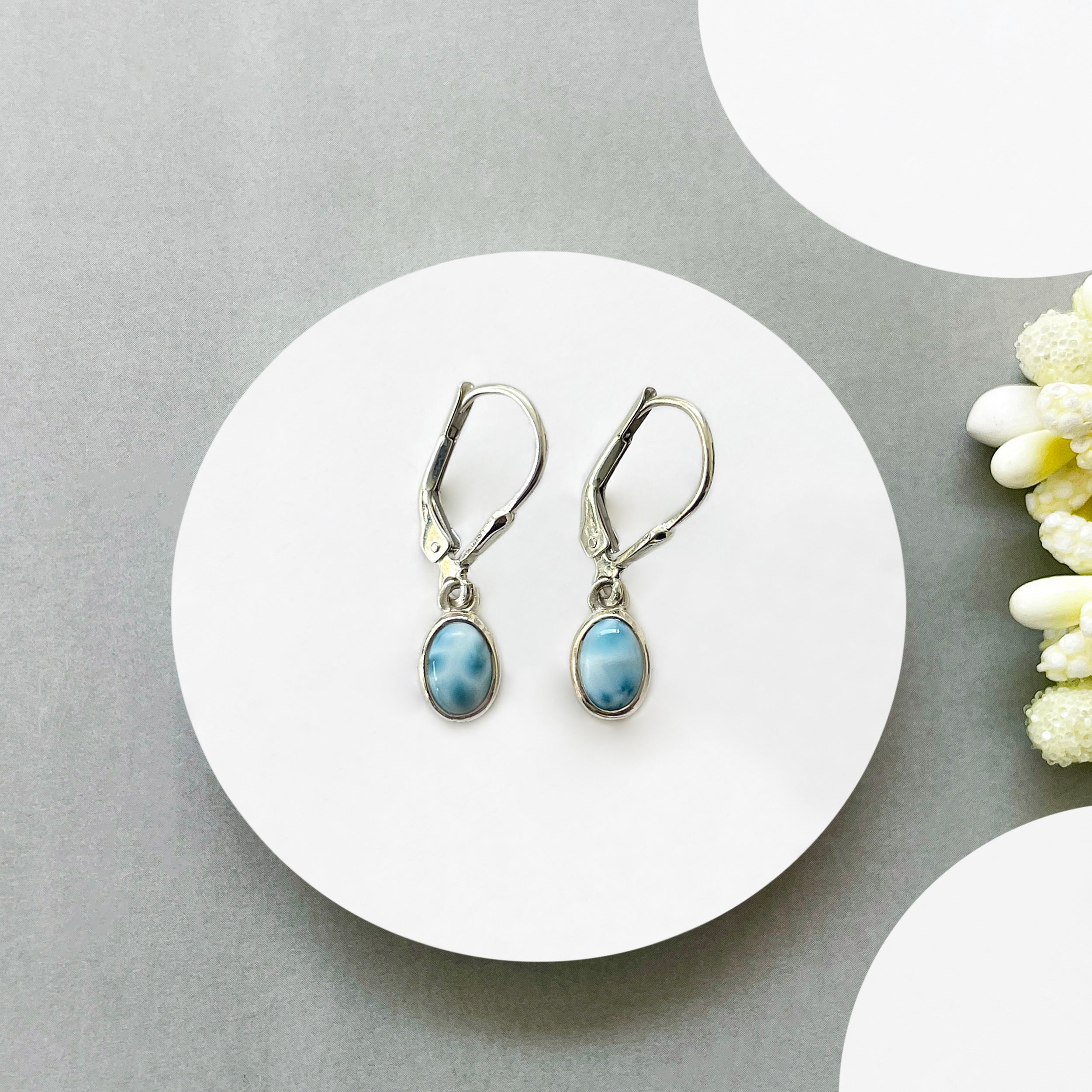 Larimar Leverback Earring-(LAR-SE-1285.)