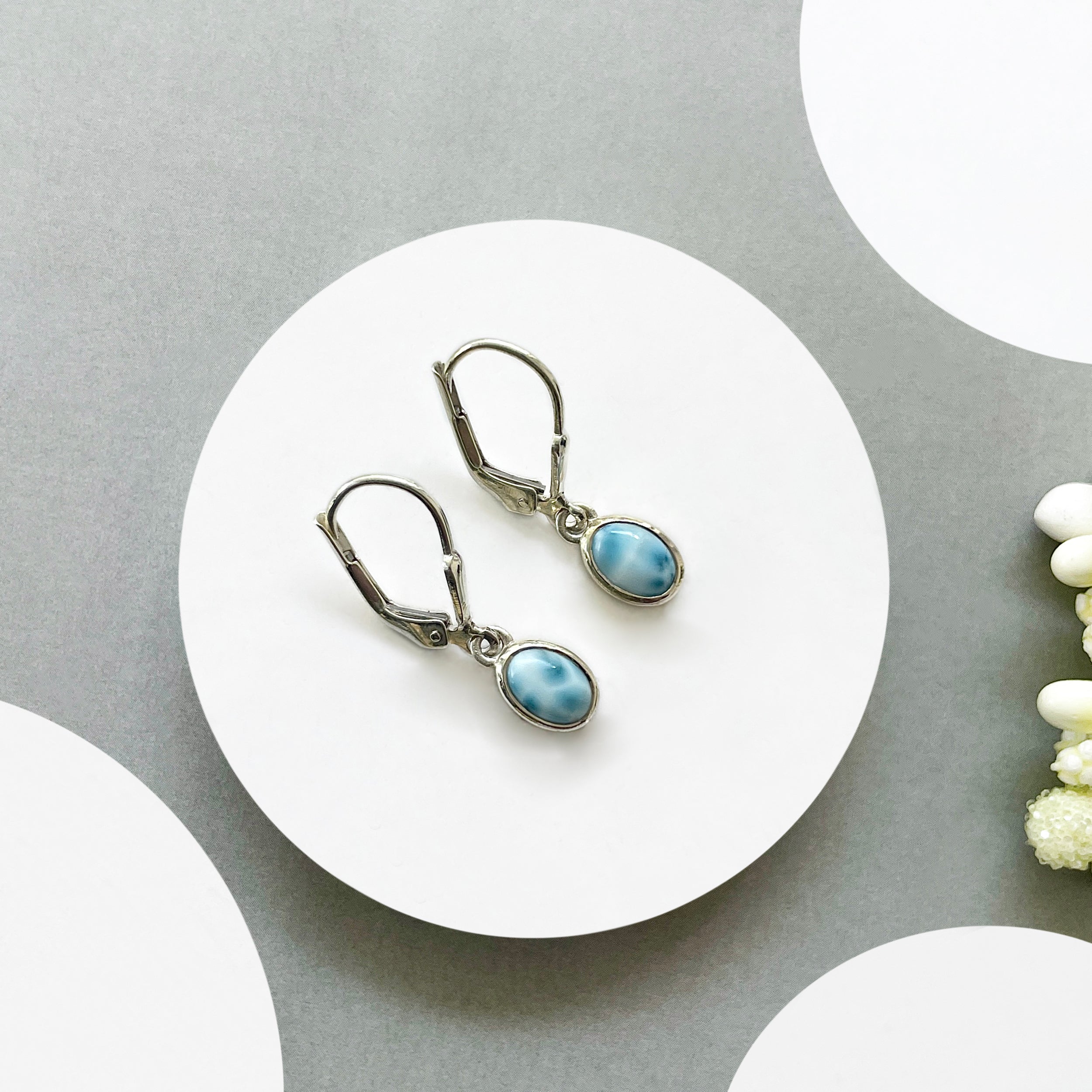 Larimar Leverback Earring-(LAR-SE-1285.)