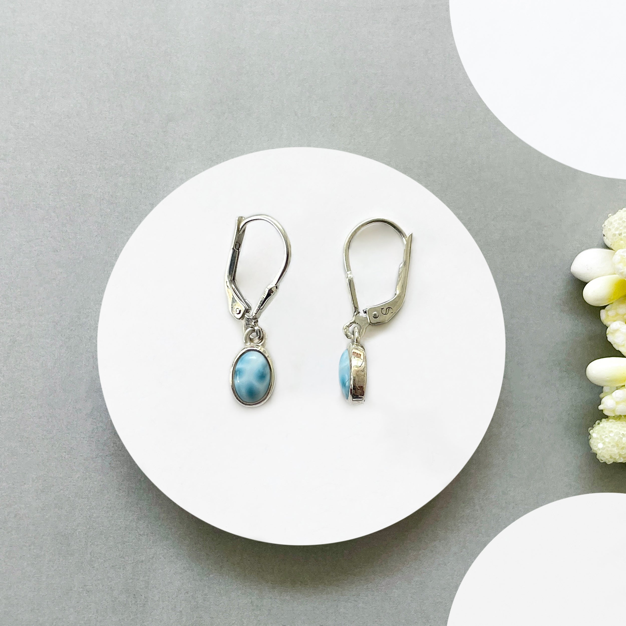 Larimar Leverback Earring-(LAR-SE-1285.)