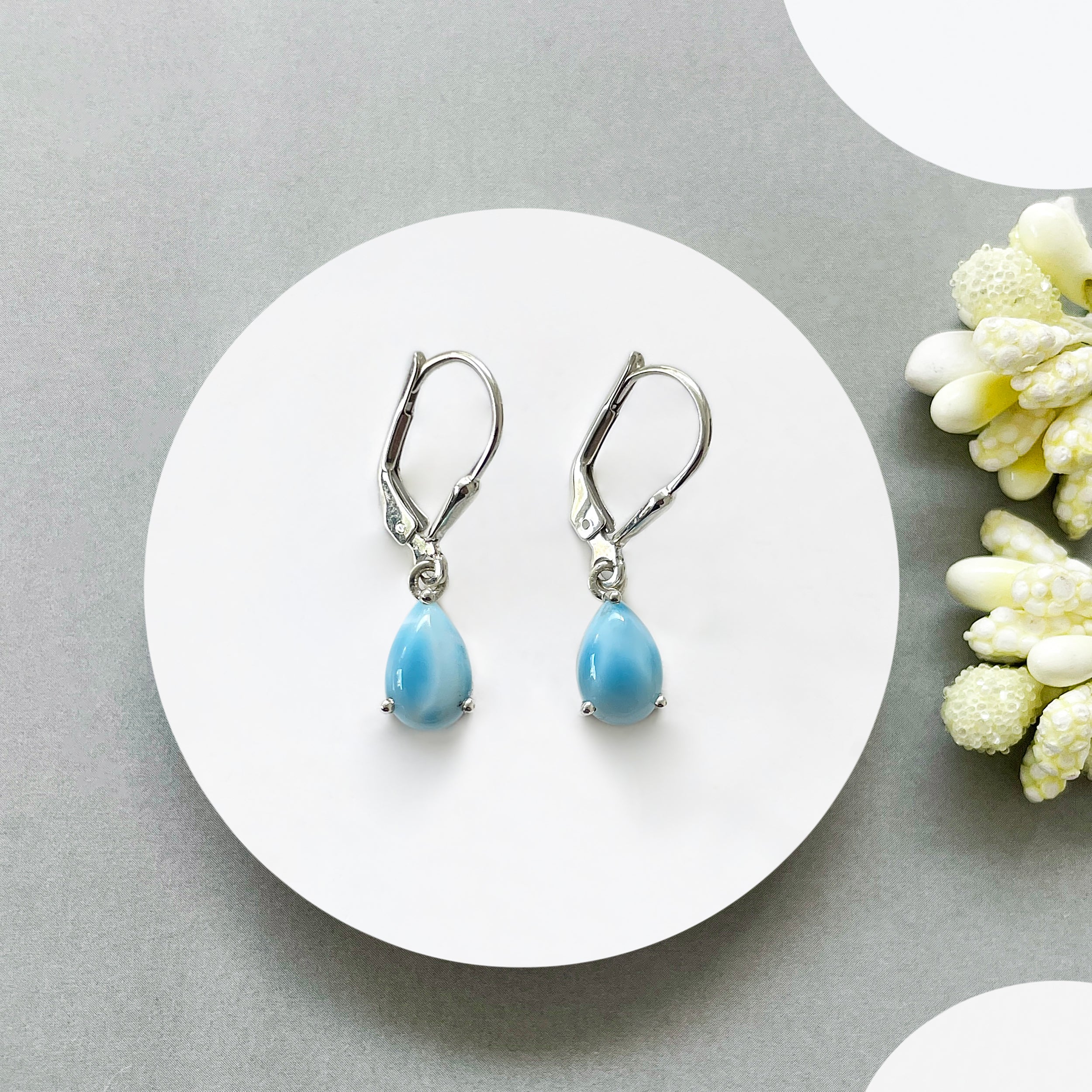 Larimar Leverback Earring-(LAR-SE-1621.)
