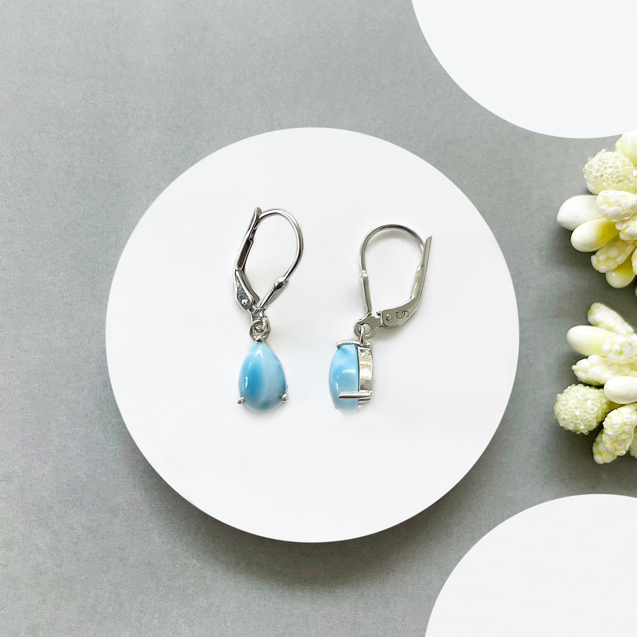 Larimar Leverback Earring-(LAR-SE-1621.)