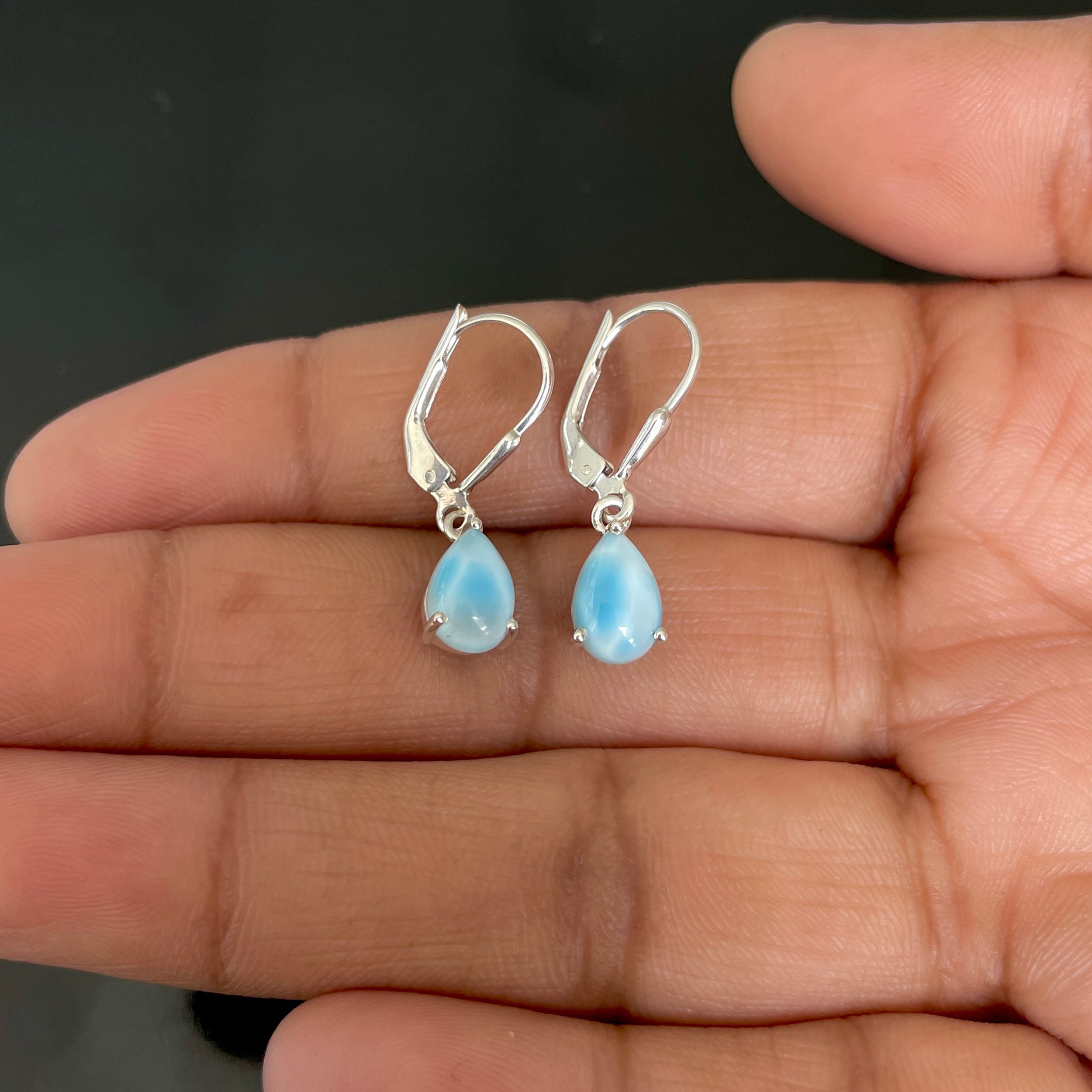 Larimar Leverback Earring-(LAR-SE-1621.)