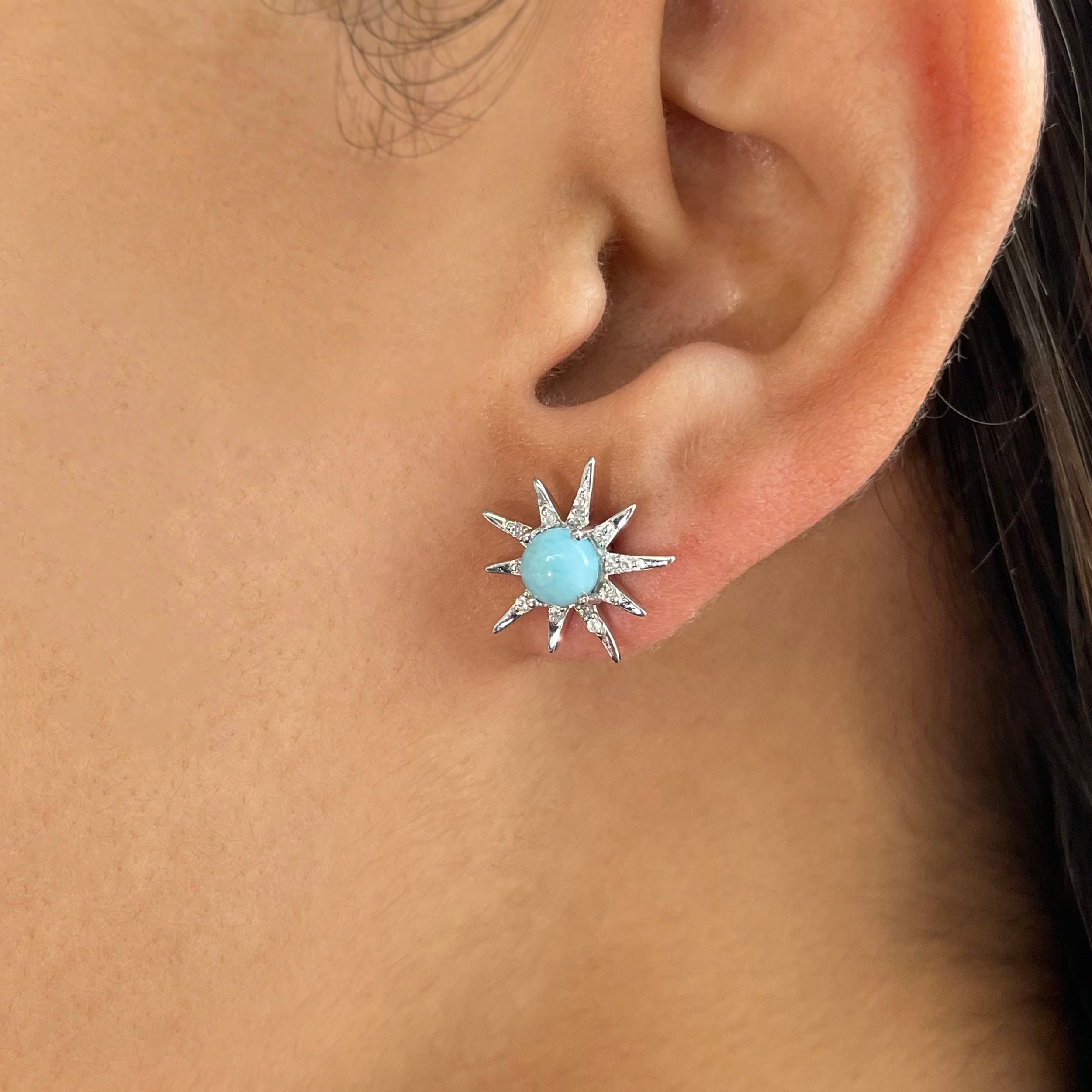 Larimar Stud Earrings-(LAR-SE-50W.)