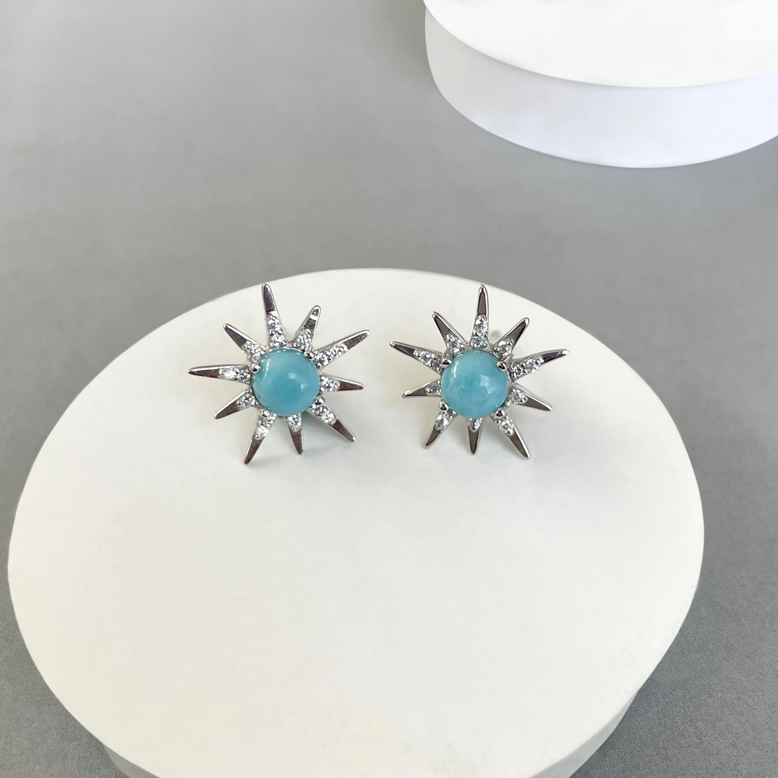 Larimar Stud Earrings-(LAR-SE-50W.)