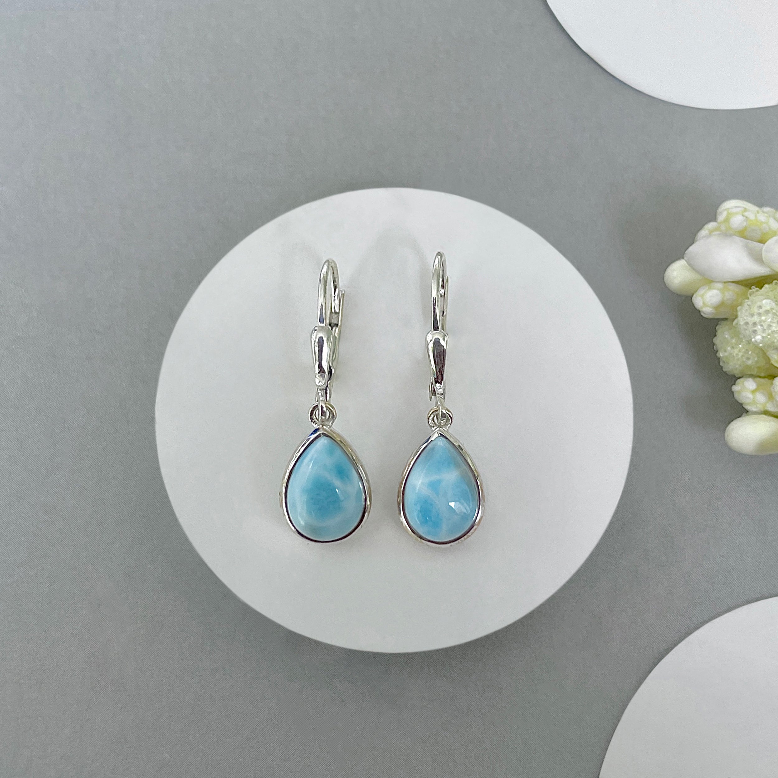 Larimar Leverback Earring-(LAR-SE-558.)