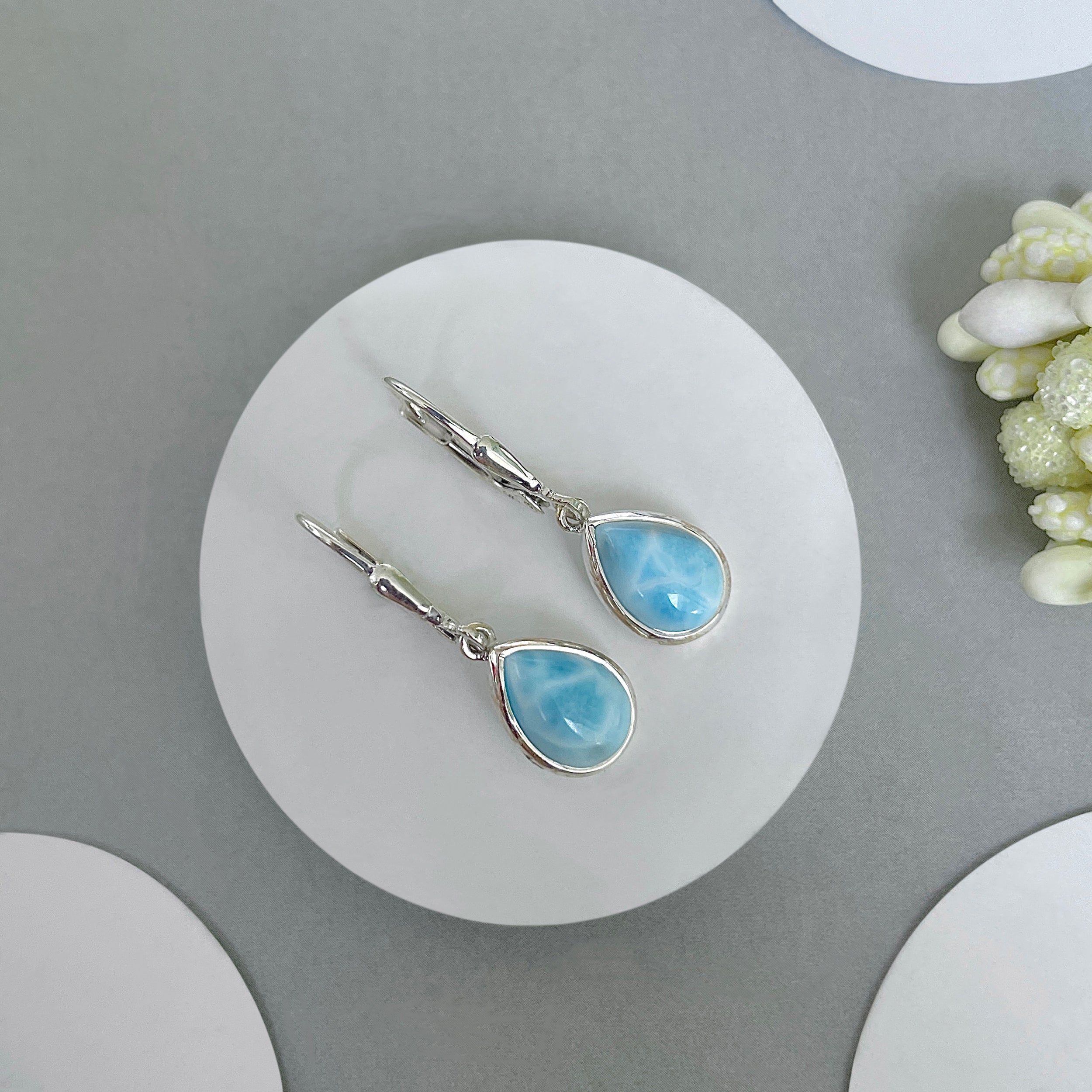 Larimar Leverback Earring-(LAR-SE-558.)