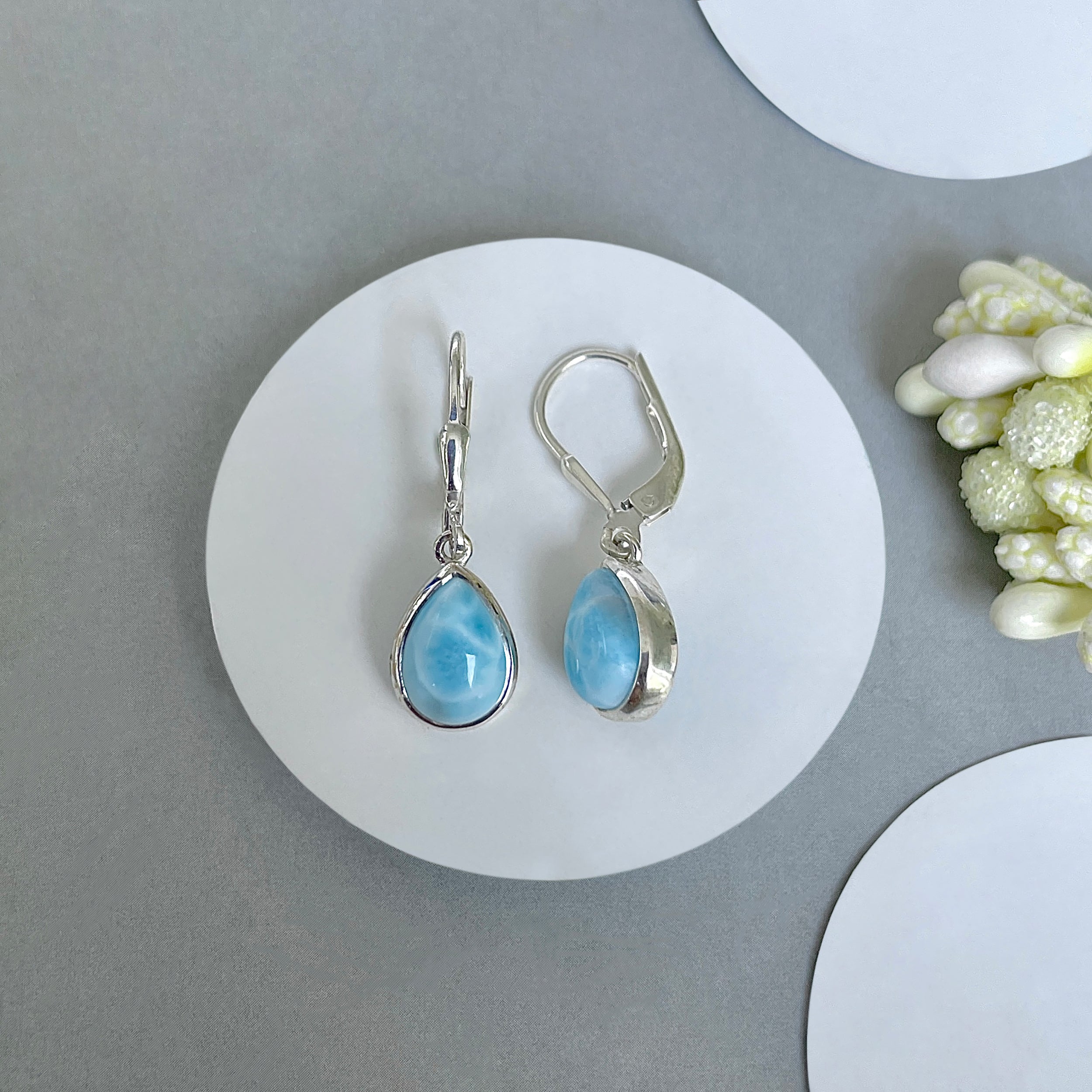 Larimar Leverback Earring-(LAR-SE-558.)