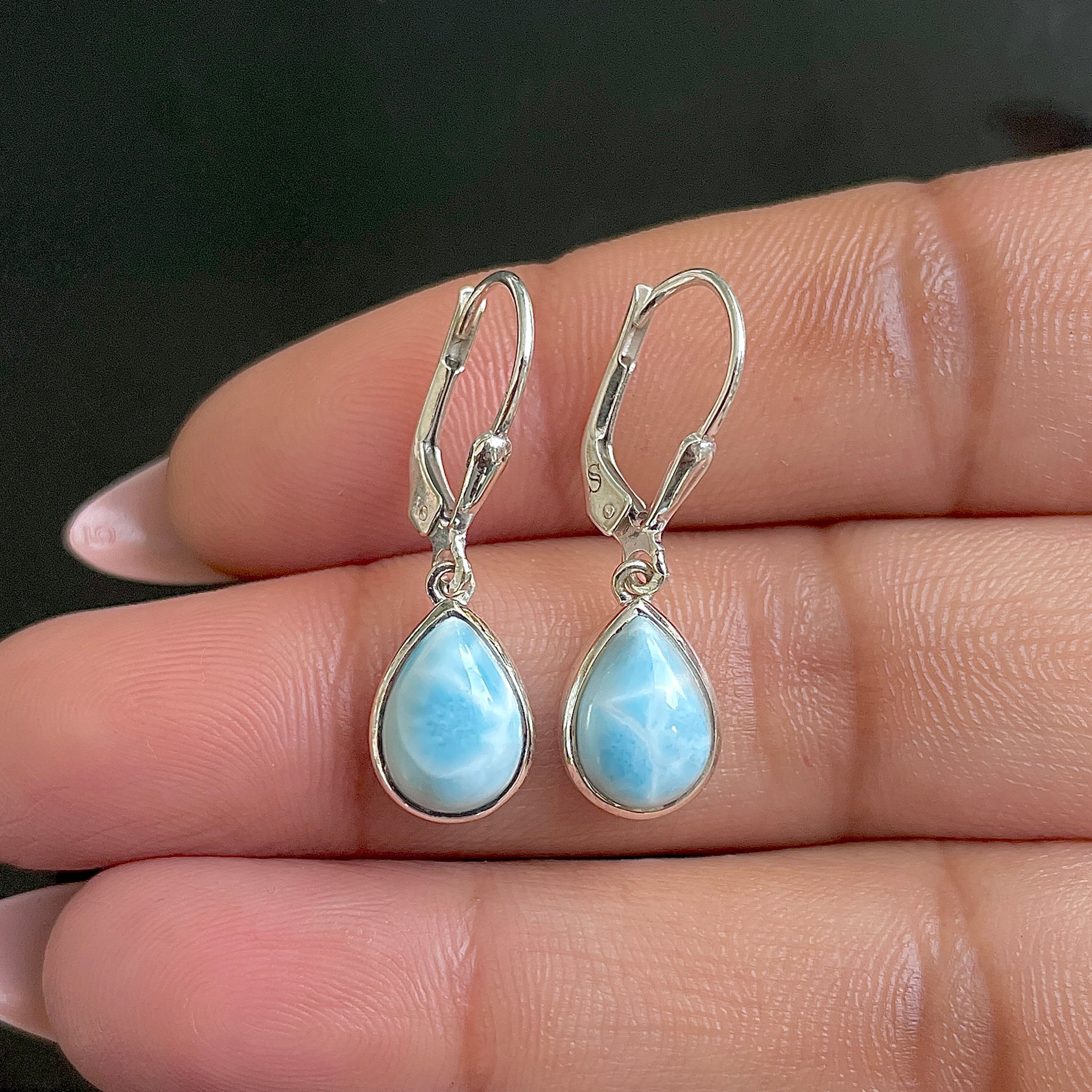 Larimar Leverback Earring-(LAR-SE-558.)