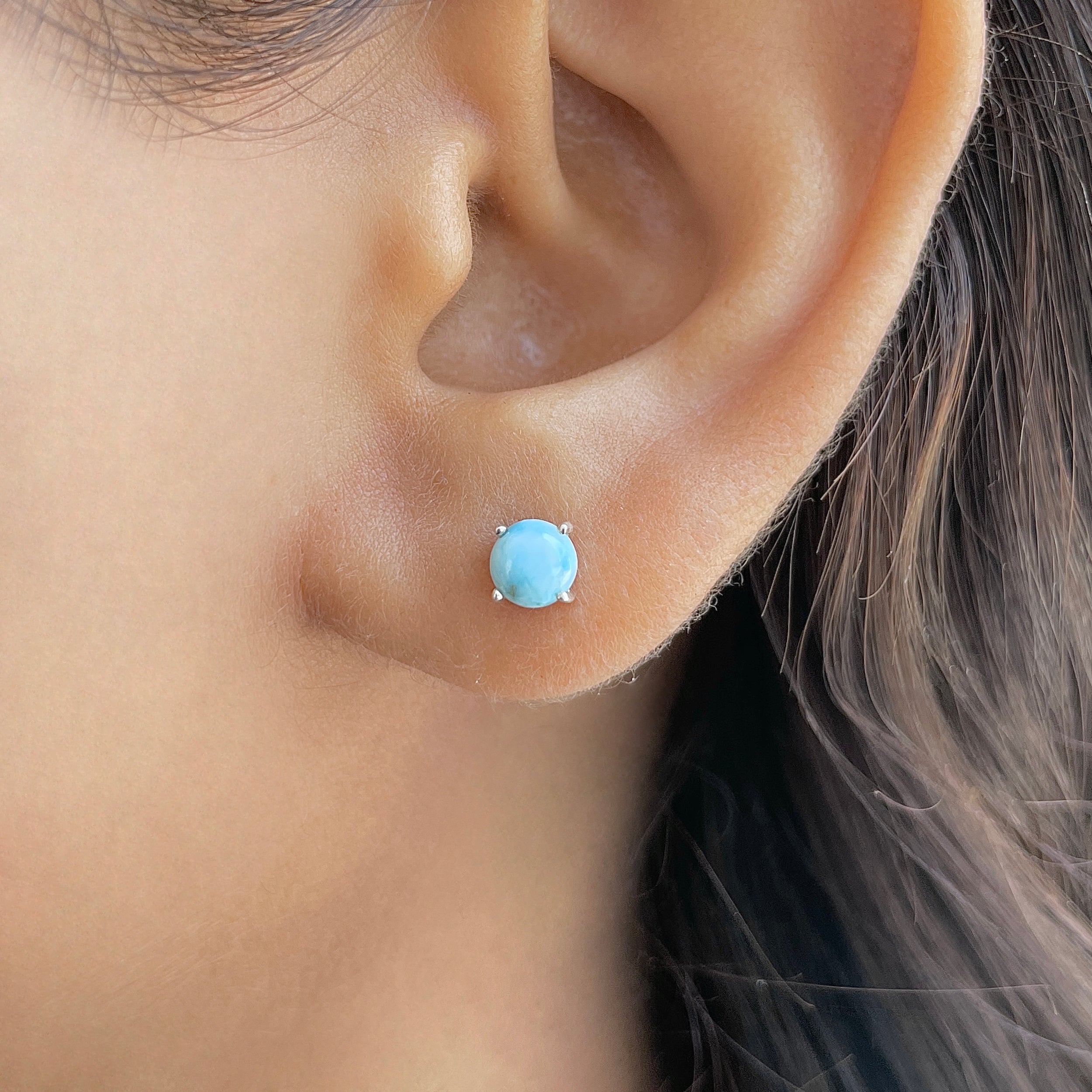 Larimar Stud Earring-(LAR-SE-699.)
