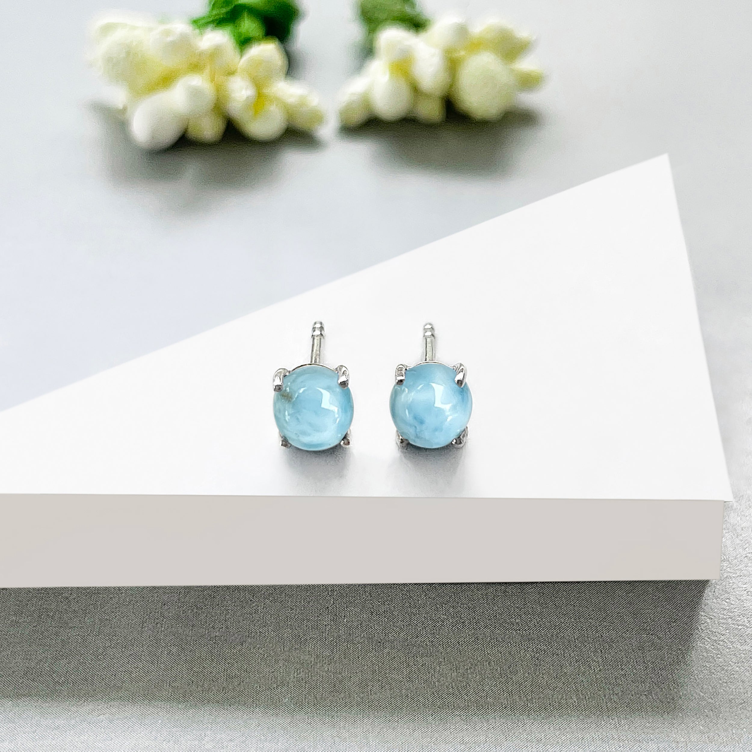 Larimar Stud Earring-(LAR-SE-699.)