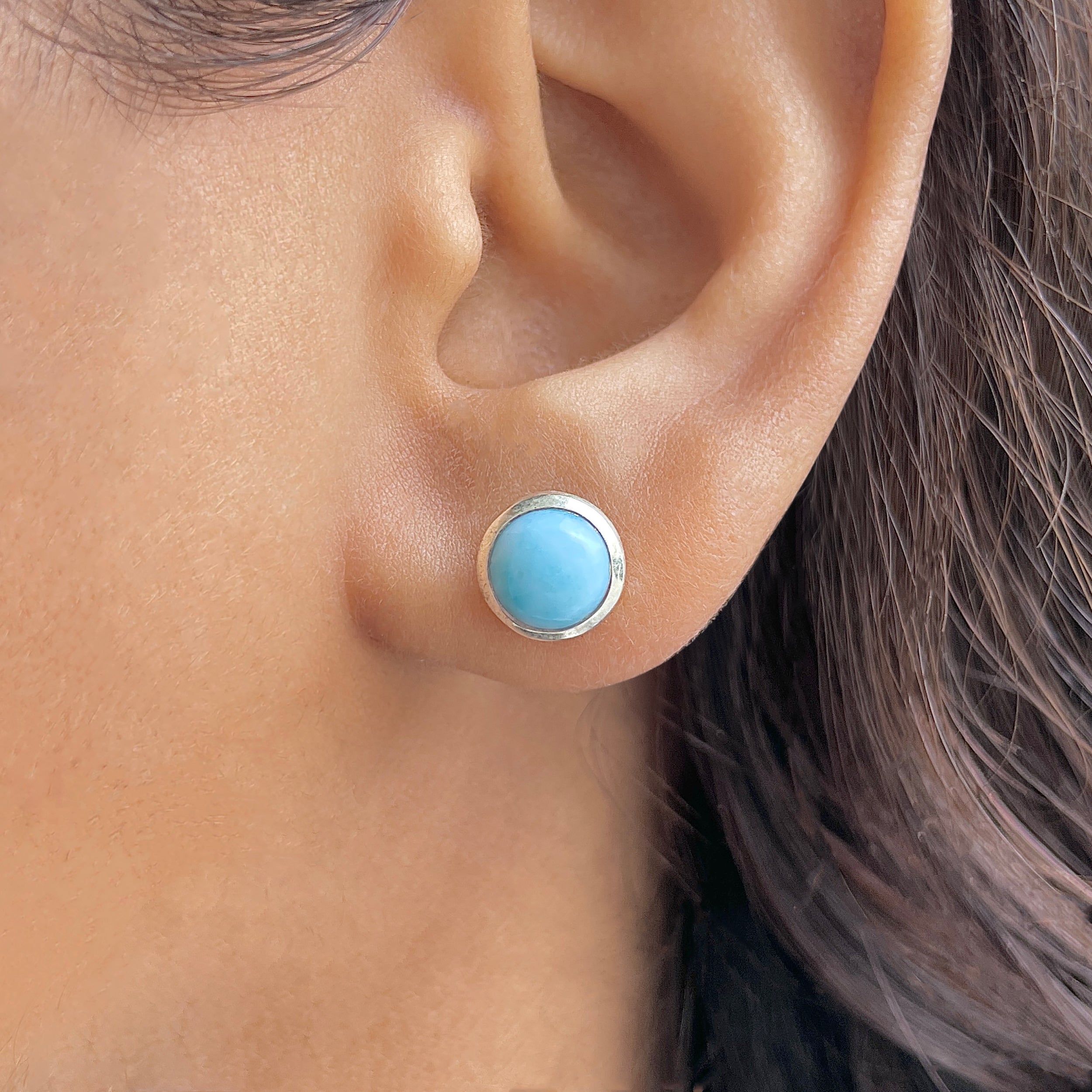 Larimar Stud Earring-(LAR-SE-724.)