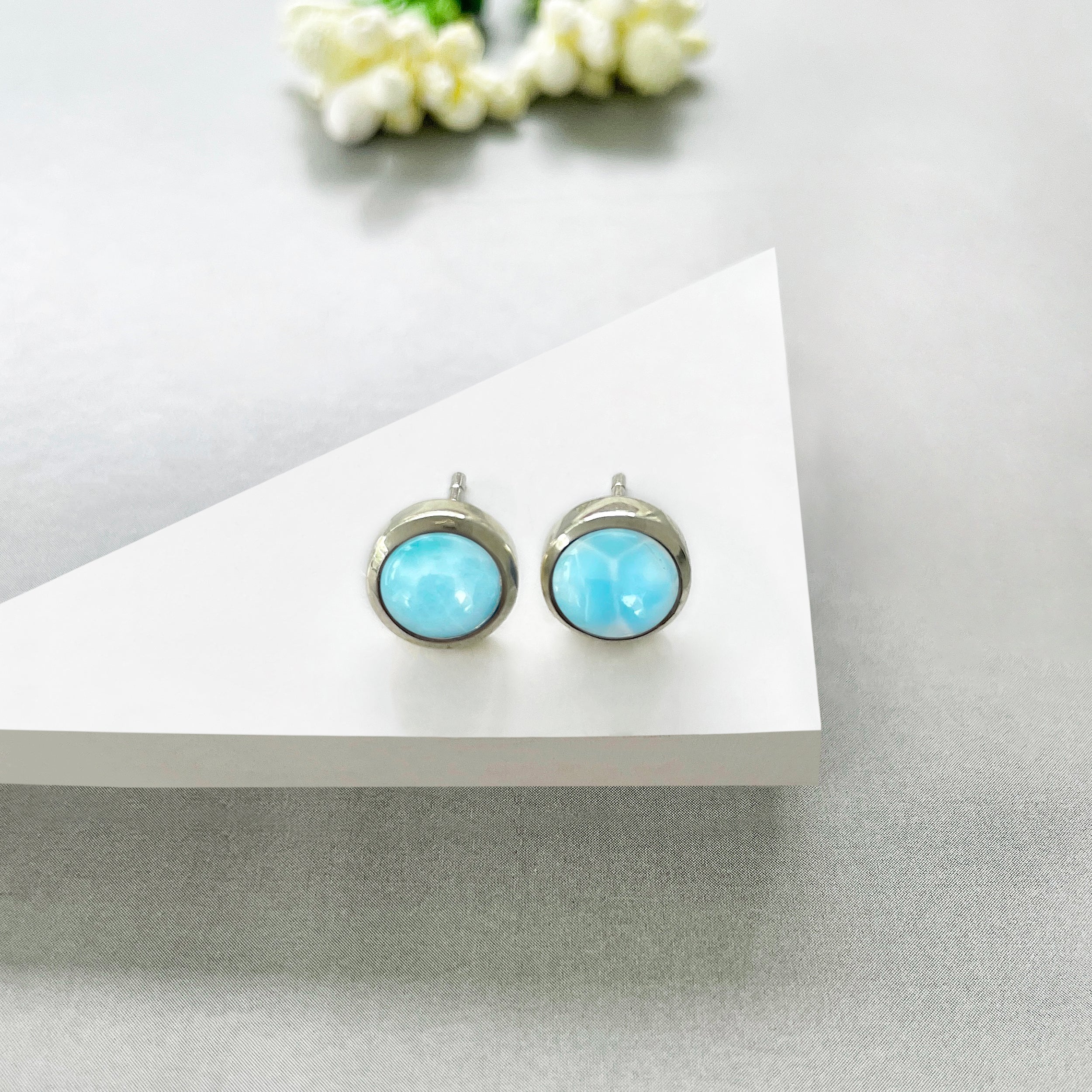Larimar Stud Earring-(LAR-SE-724.)