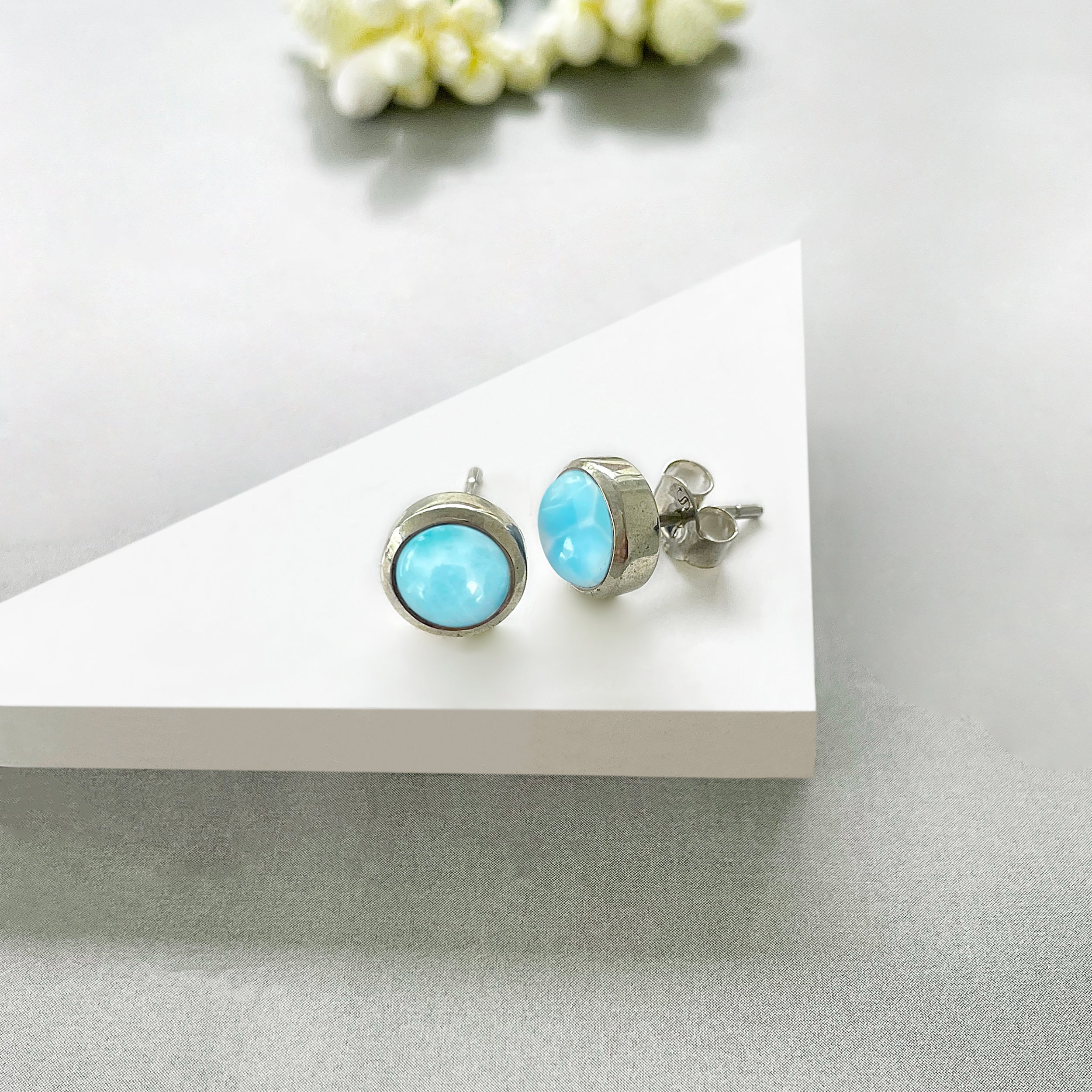 Larimar Stud Earring-(LAR-SE-724.)