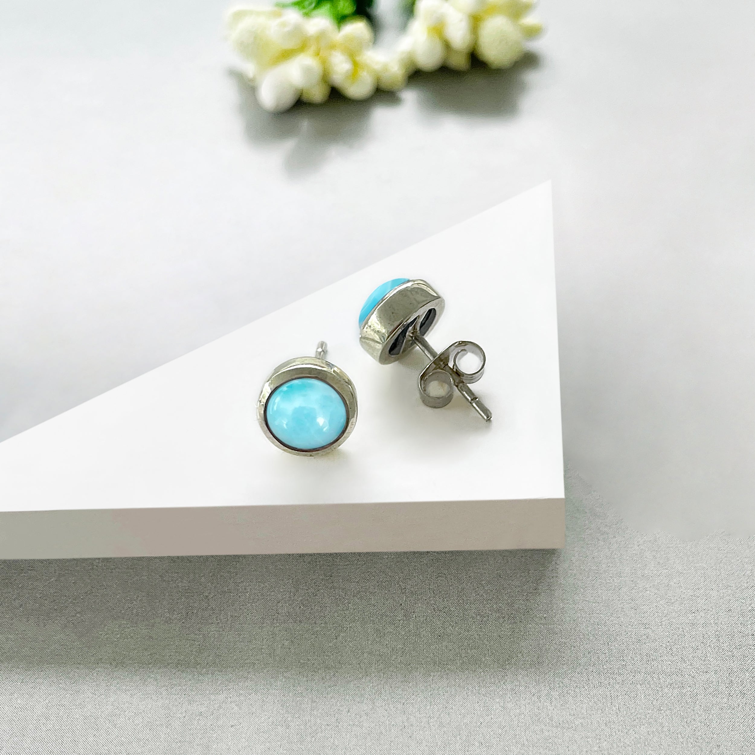 Larimar Stud Earring-(LAR-SE-724.)