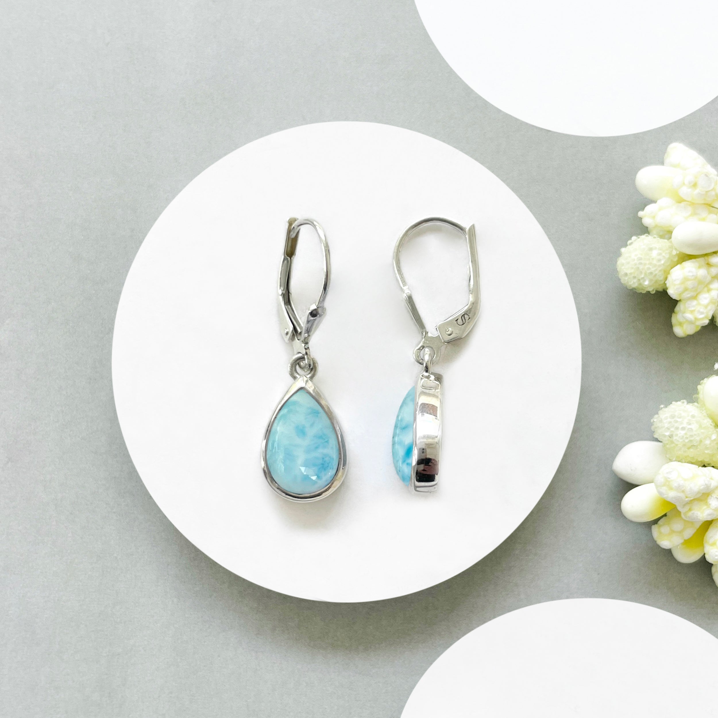 Larimar Leverback Earrings-(LAR-SE-728.)