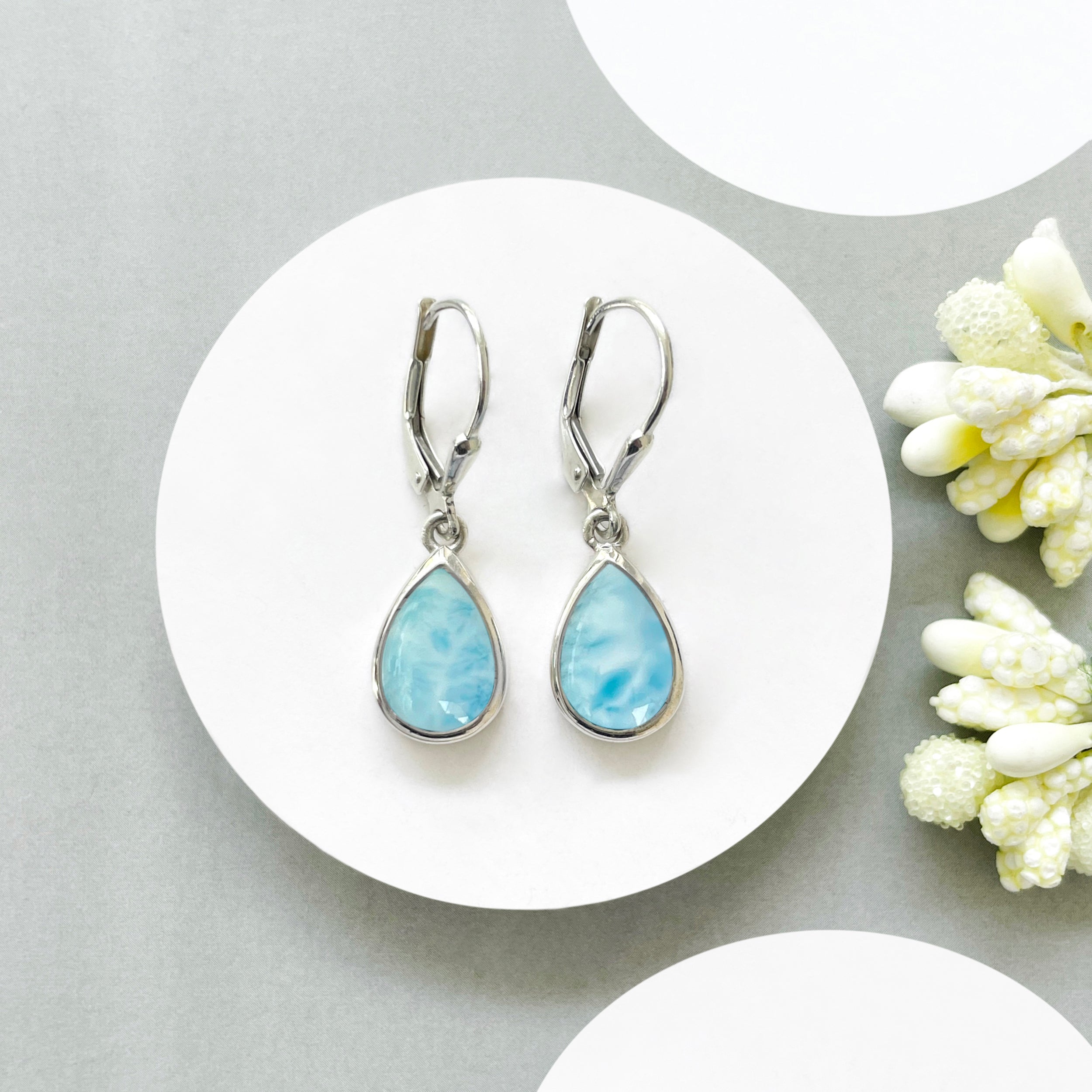 Larimar Leverback Earring-(LAR-SE-728.)