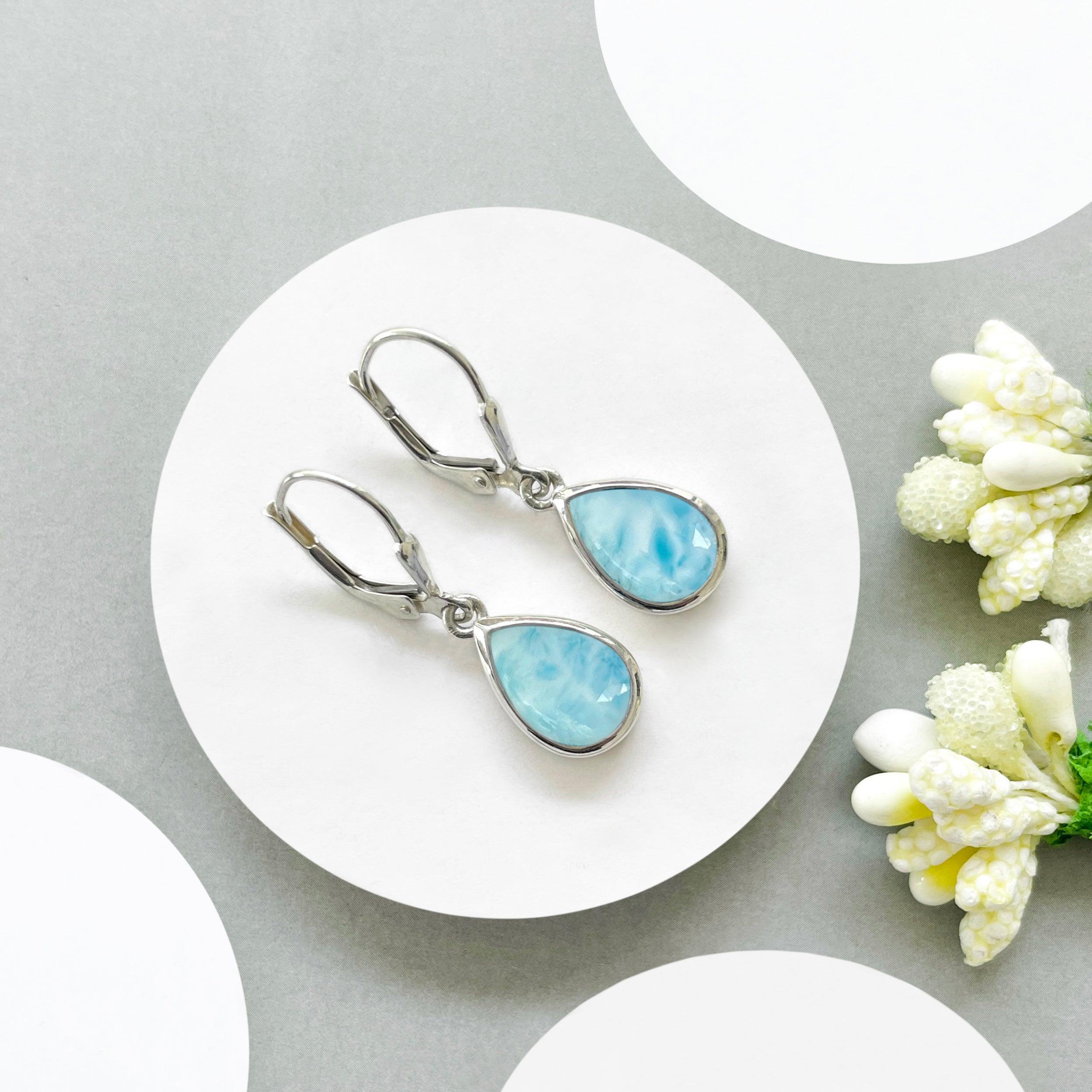 Larimar Leverback Earring-(LAR-SE-728.)