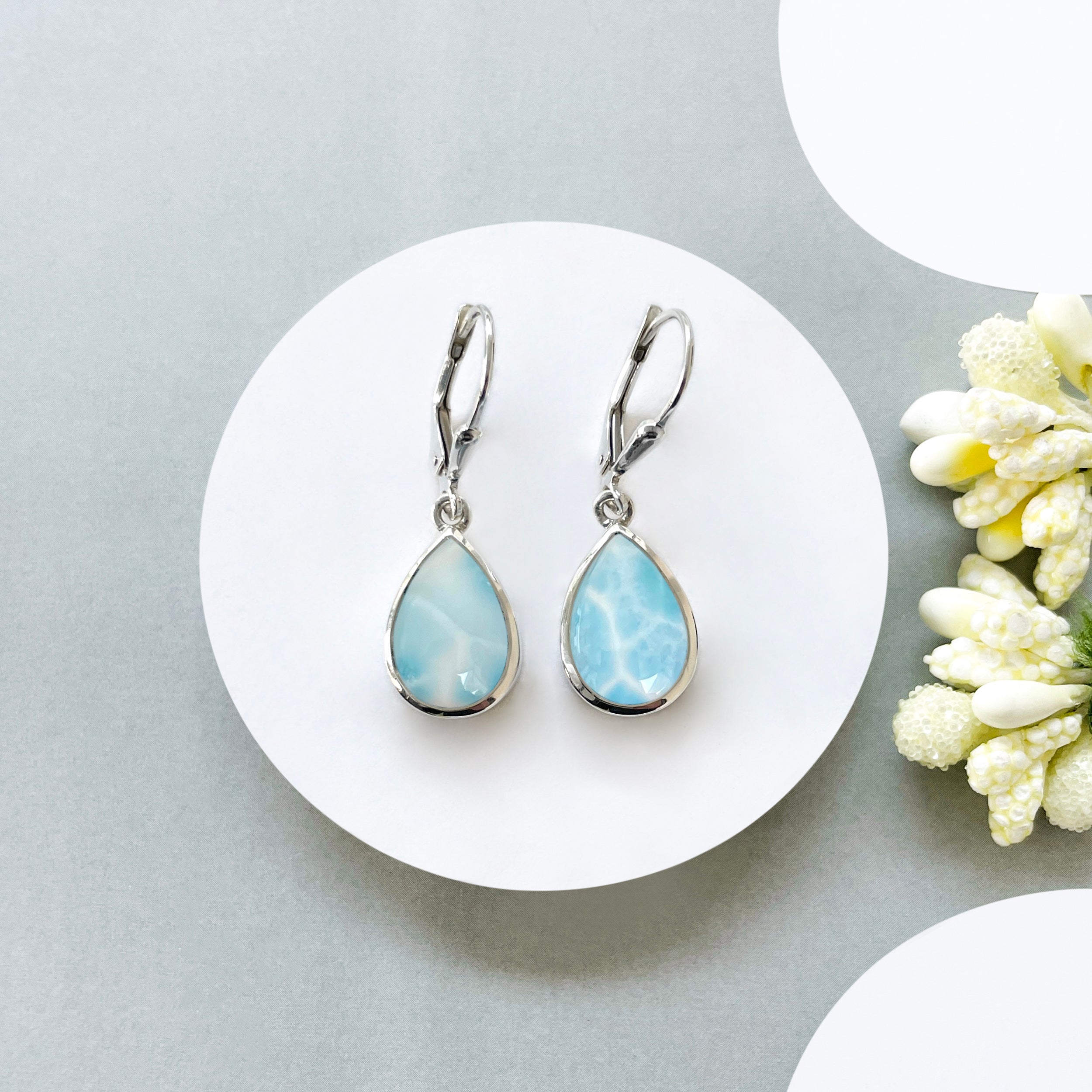 Larimar Leverback Earring-(LAR-SE-729.)