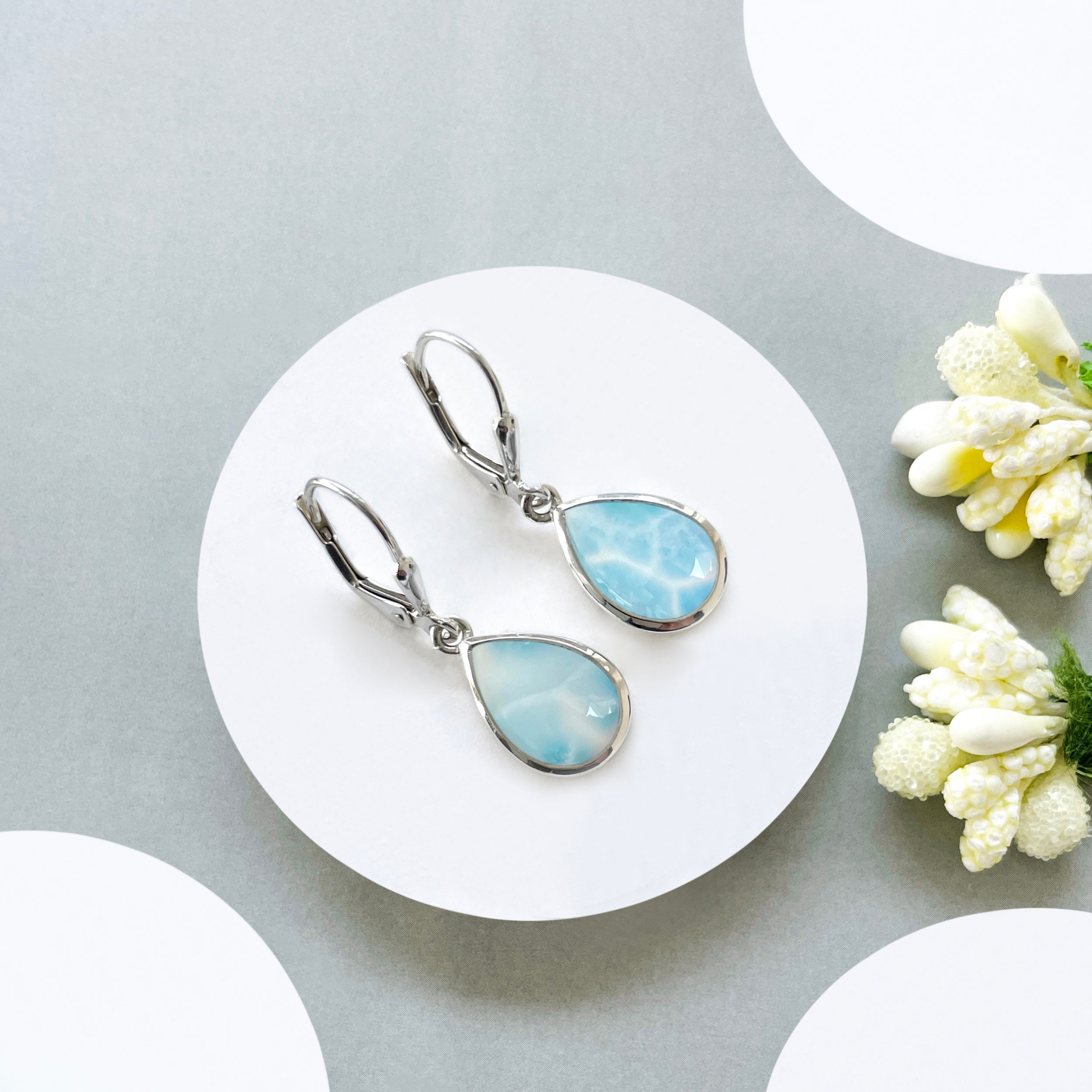 Larimar Leverback Earring-(LAR-SE-729.)