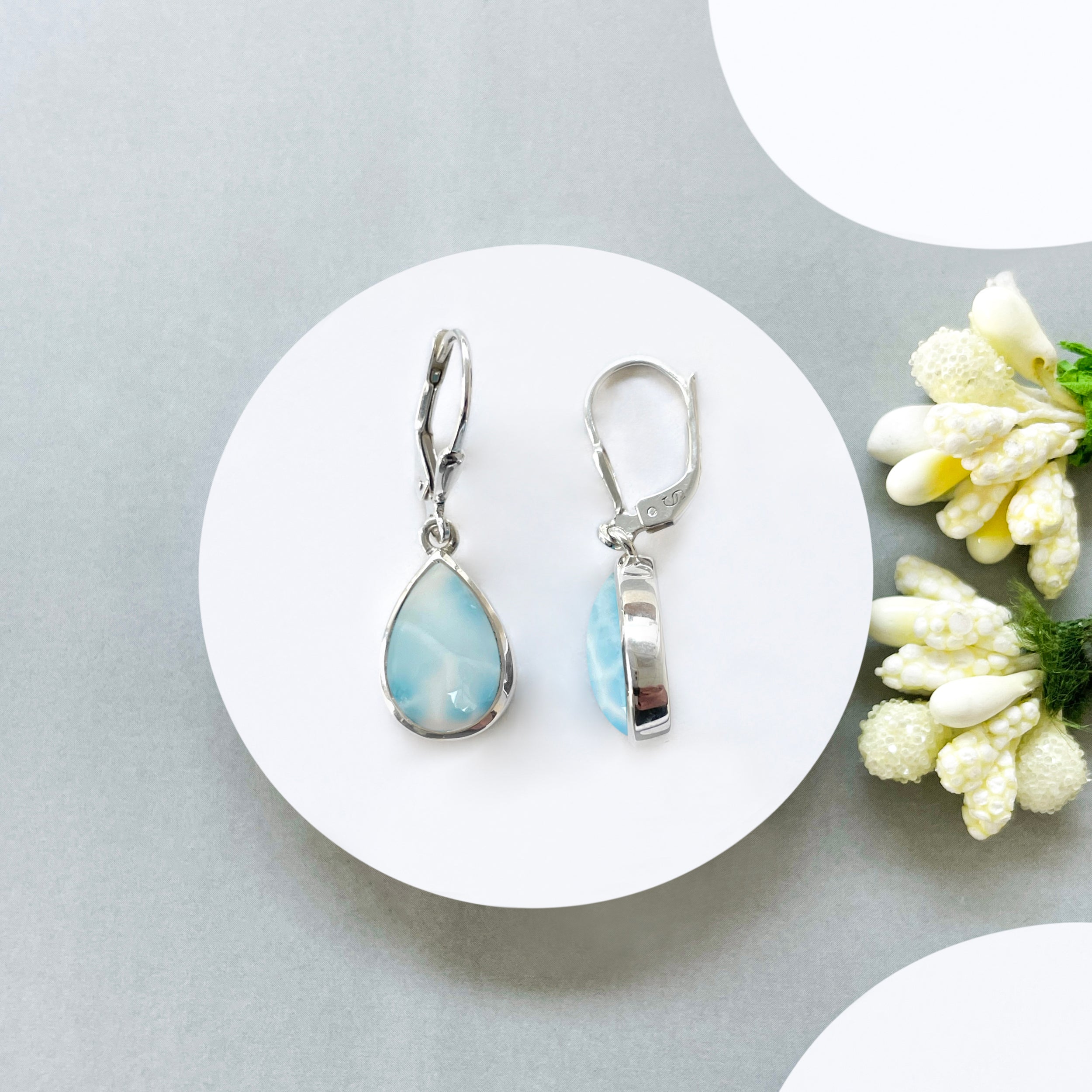 Larimar Leverback Earring-(LAR-SE-729.)