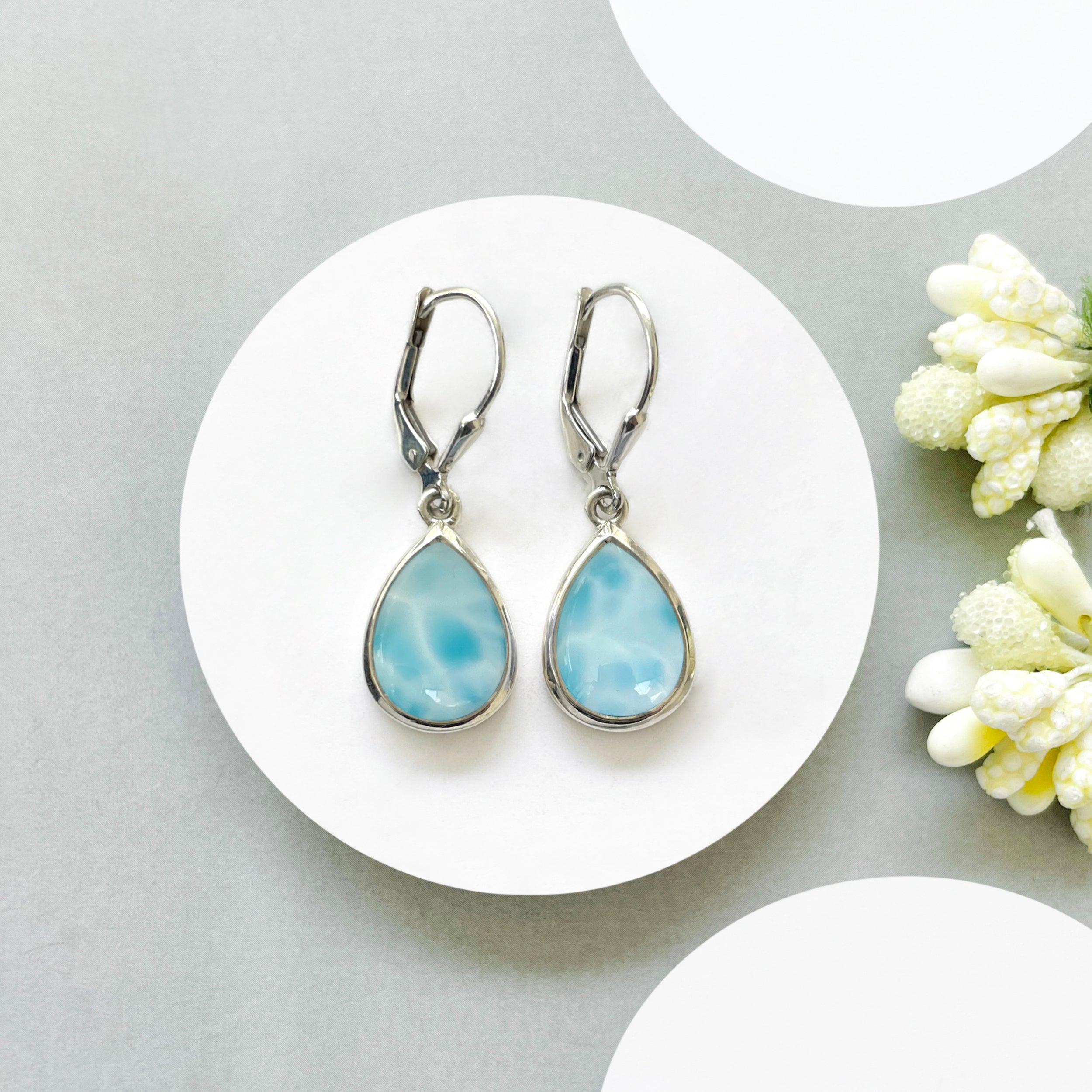 Larimar Leverback Earring-(LAR-SE-731.)