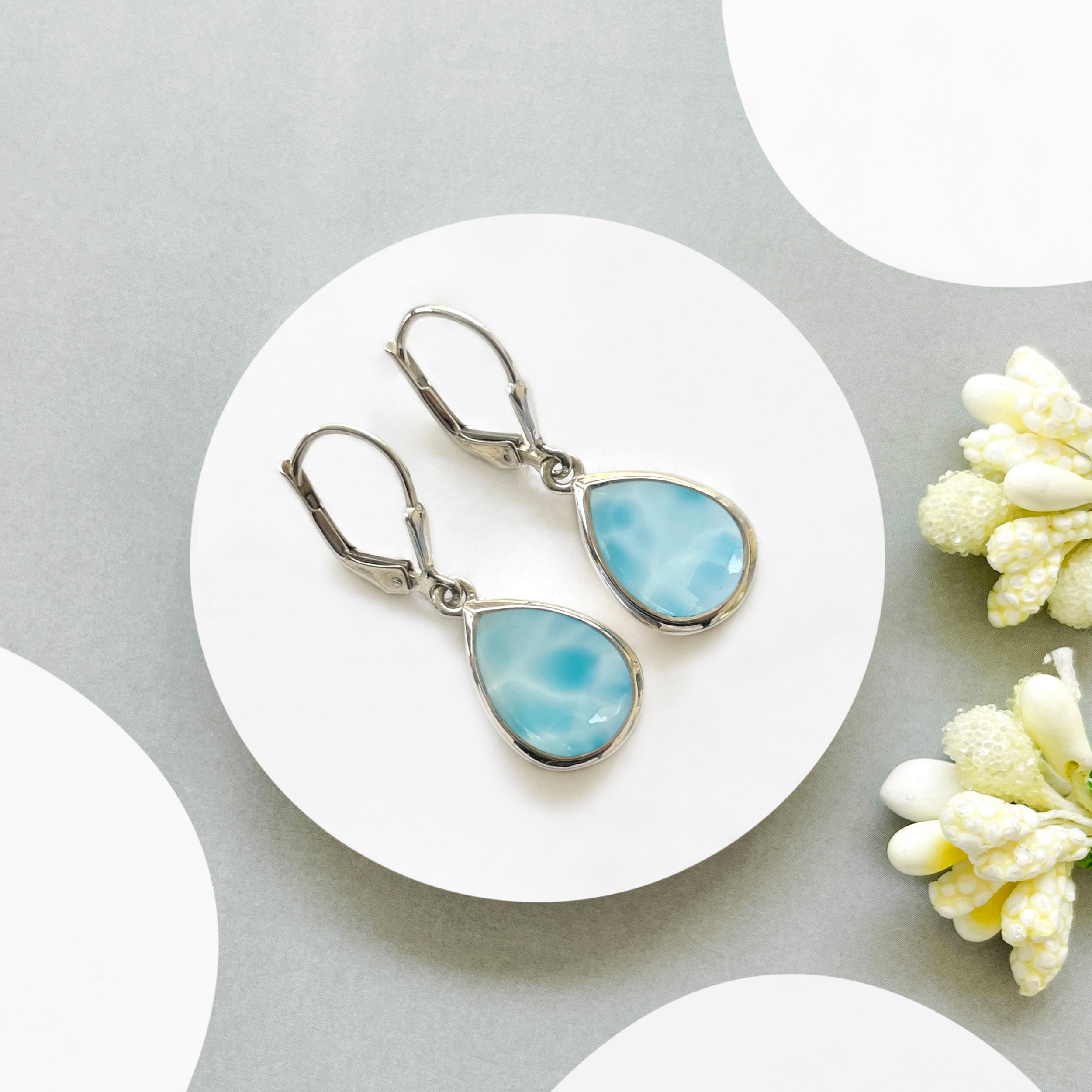 Larimar Leverback Earring-(LAR-SE-731.)