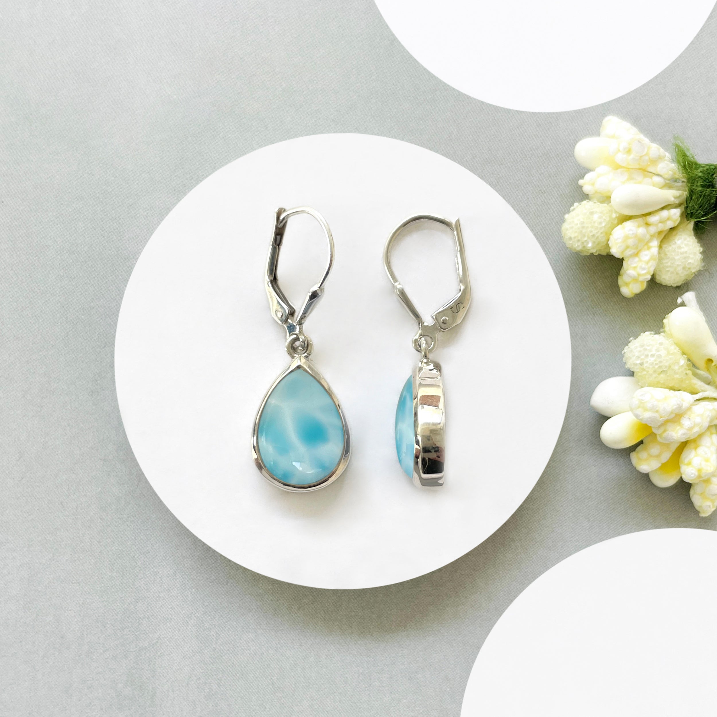 Larimar Leverback Earring-(LAR-SE-731.)