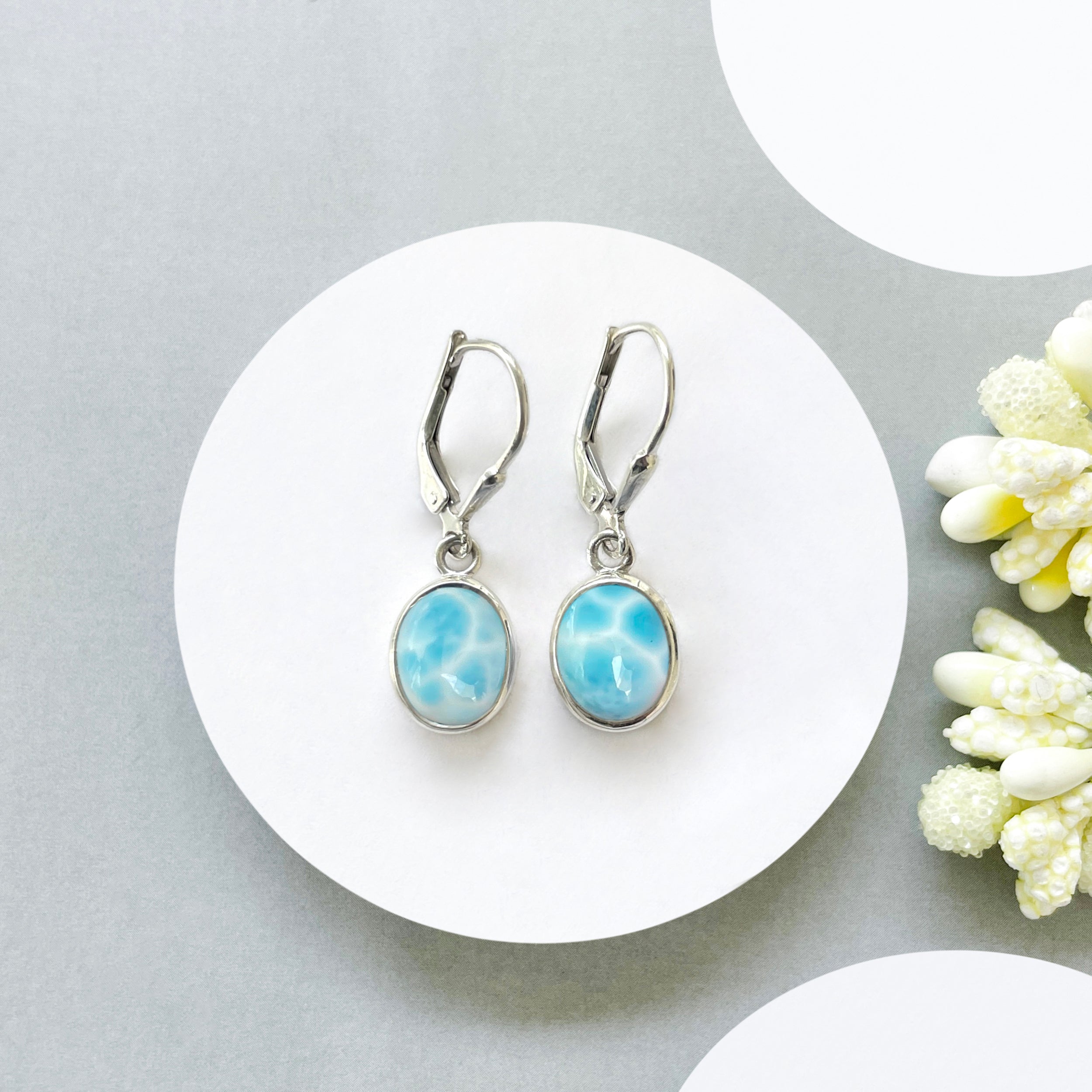 Larimar Leverback Earring-(LAR-SE-829.)
