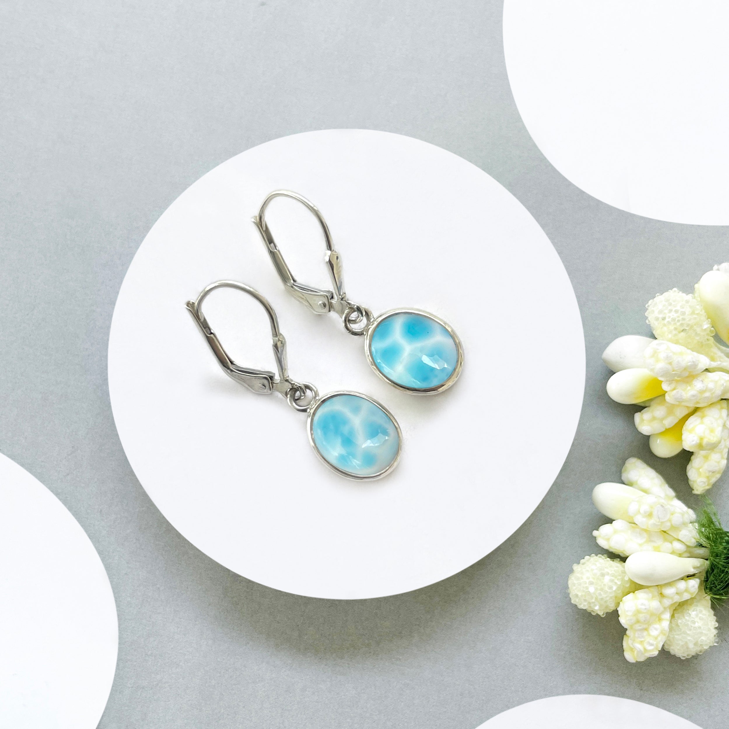 Larimar Leverback Earring-(LAR-SE-829.)