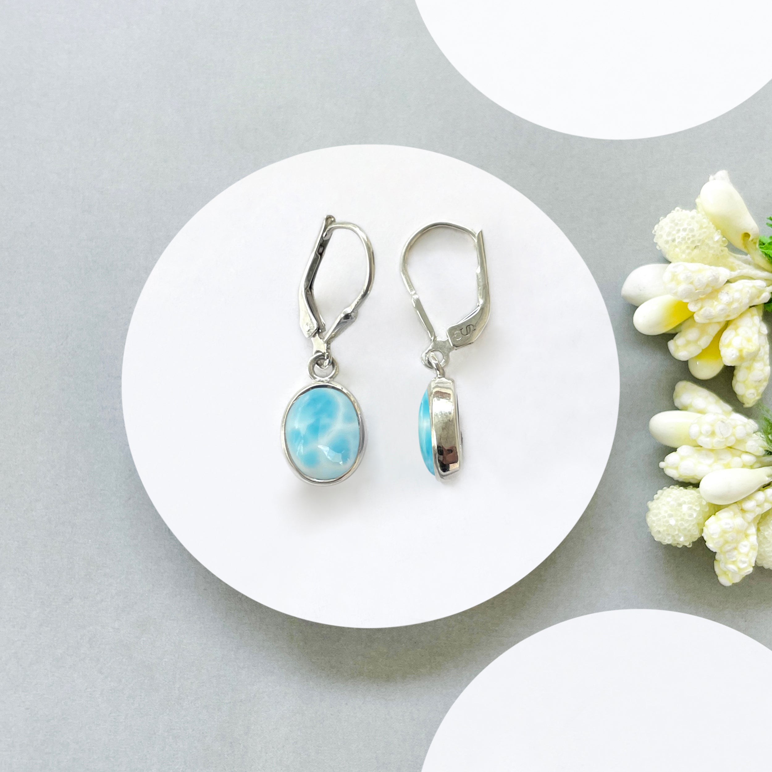 Larimar Leverback Earring-(LAR-SE-829.)